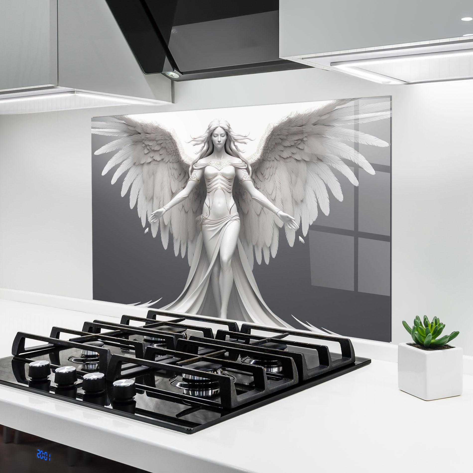 Konyhai üveg hátfal White Stone Woman mockup 6