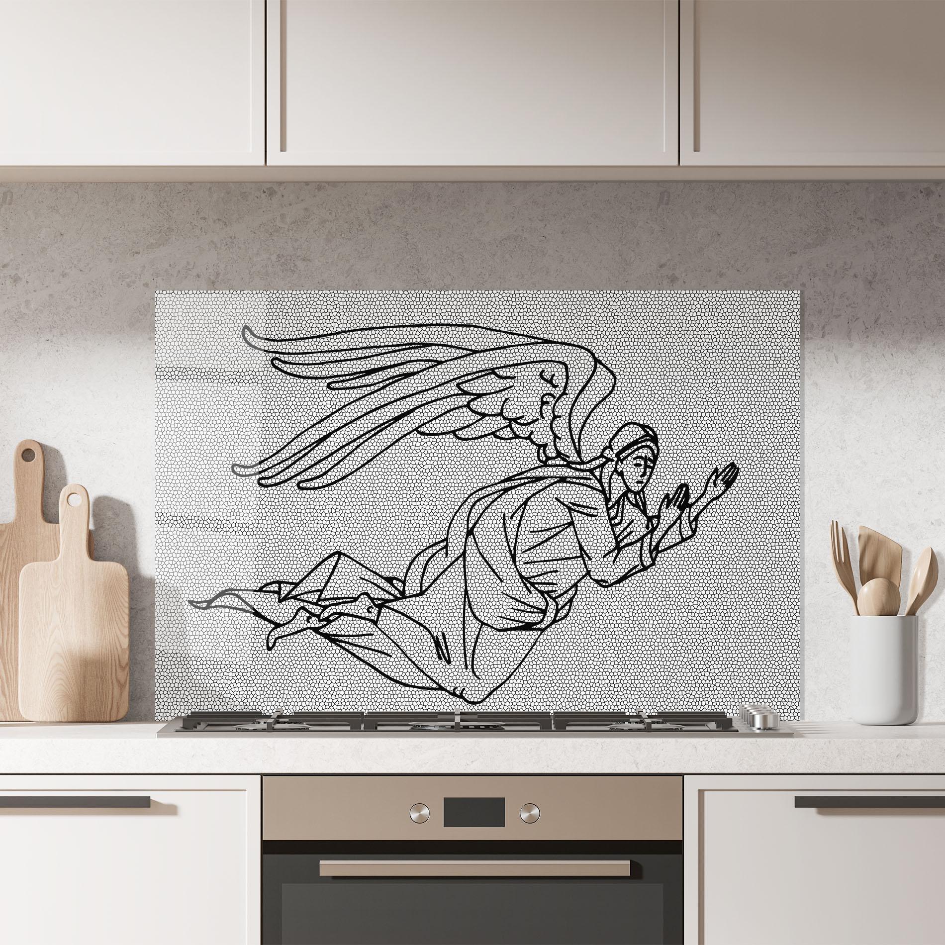 Konyhai üveg hátfal Angel Flying mockup 7