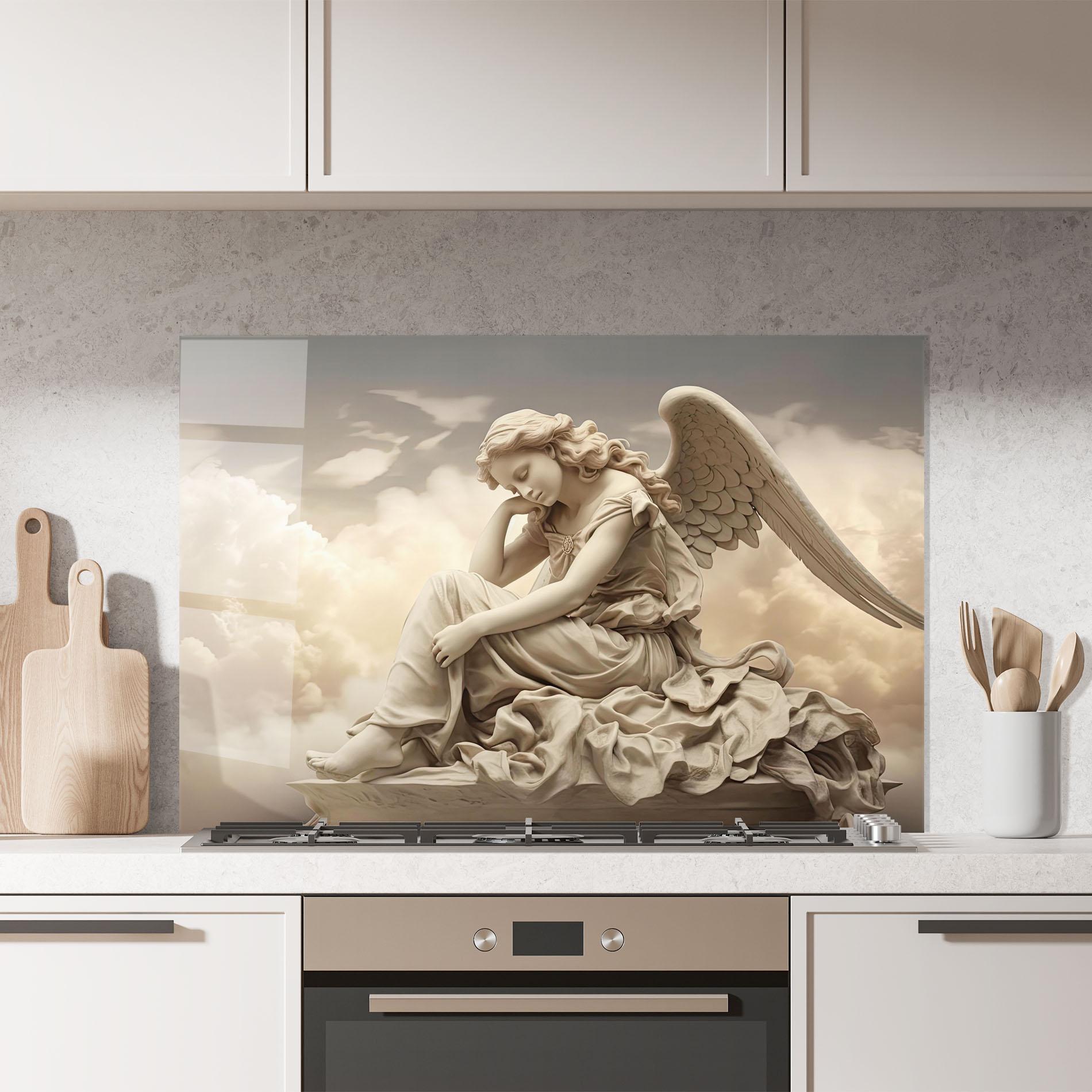 Konyhai üveg hátfal Angel Guardian Cloud mockup 7