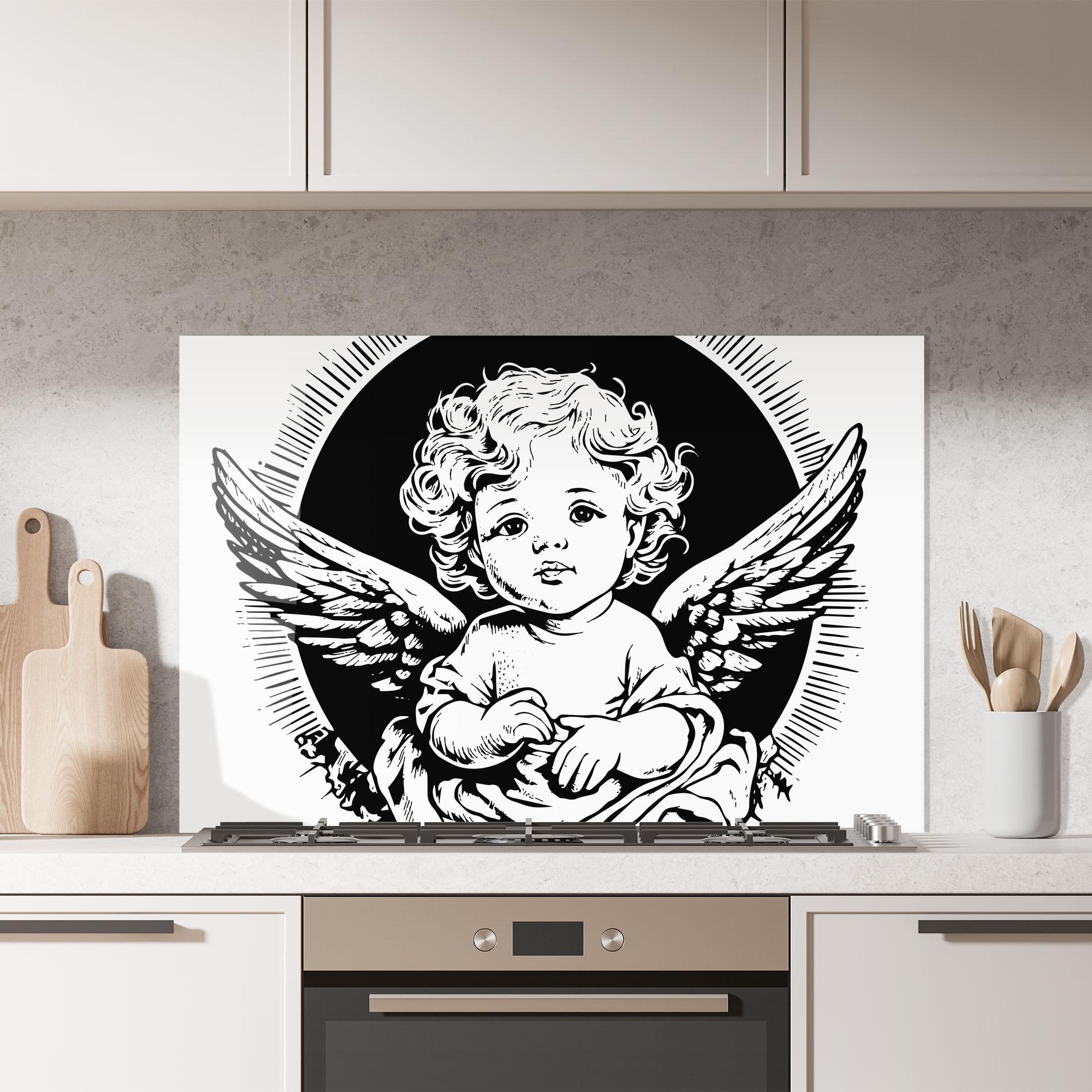 Konyhai üveg hátfal Cute Baby Angel mockup 7