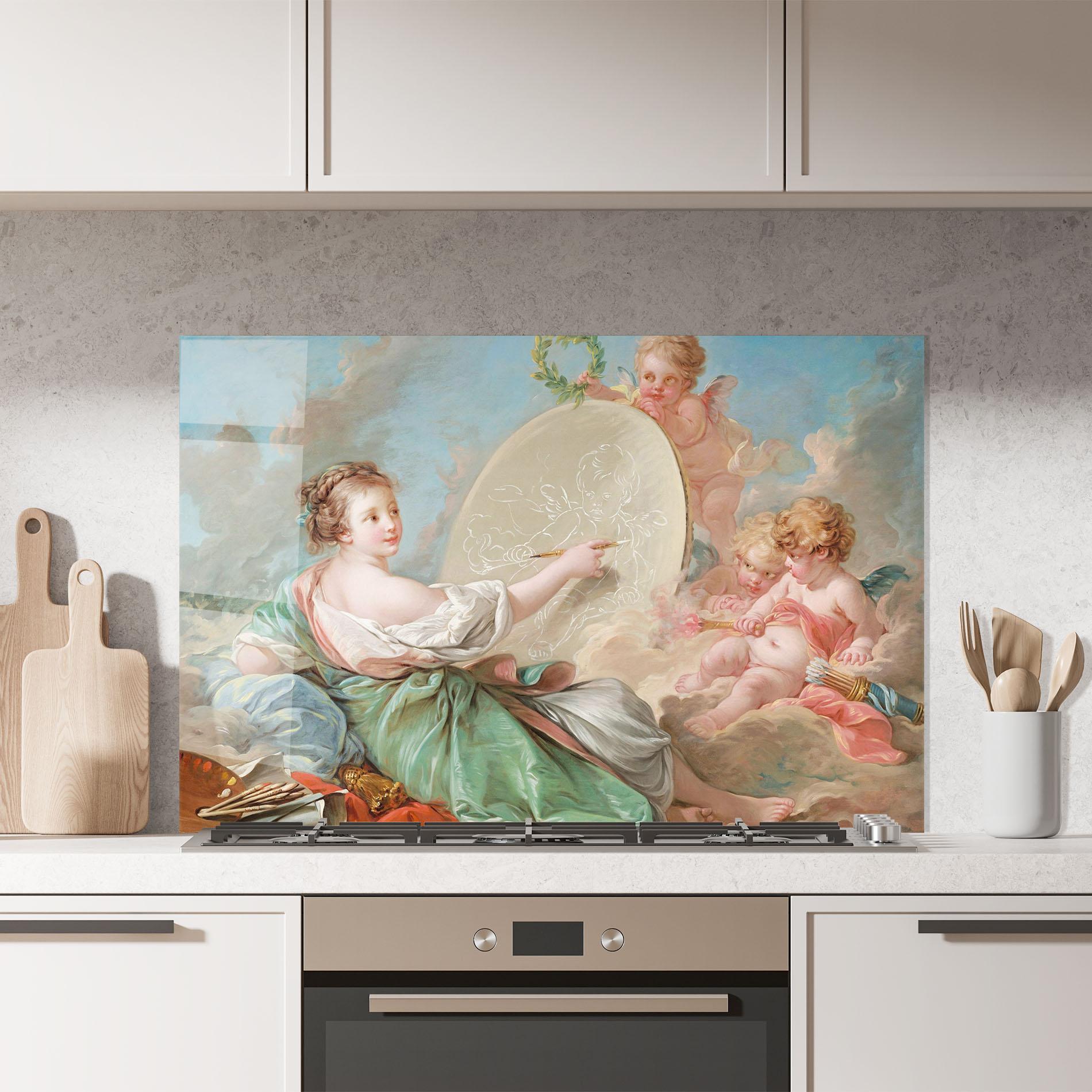 Konyhai üveg hátfal Painting Cute Angels mockup 7