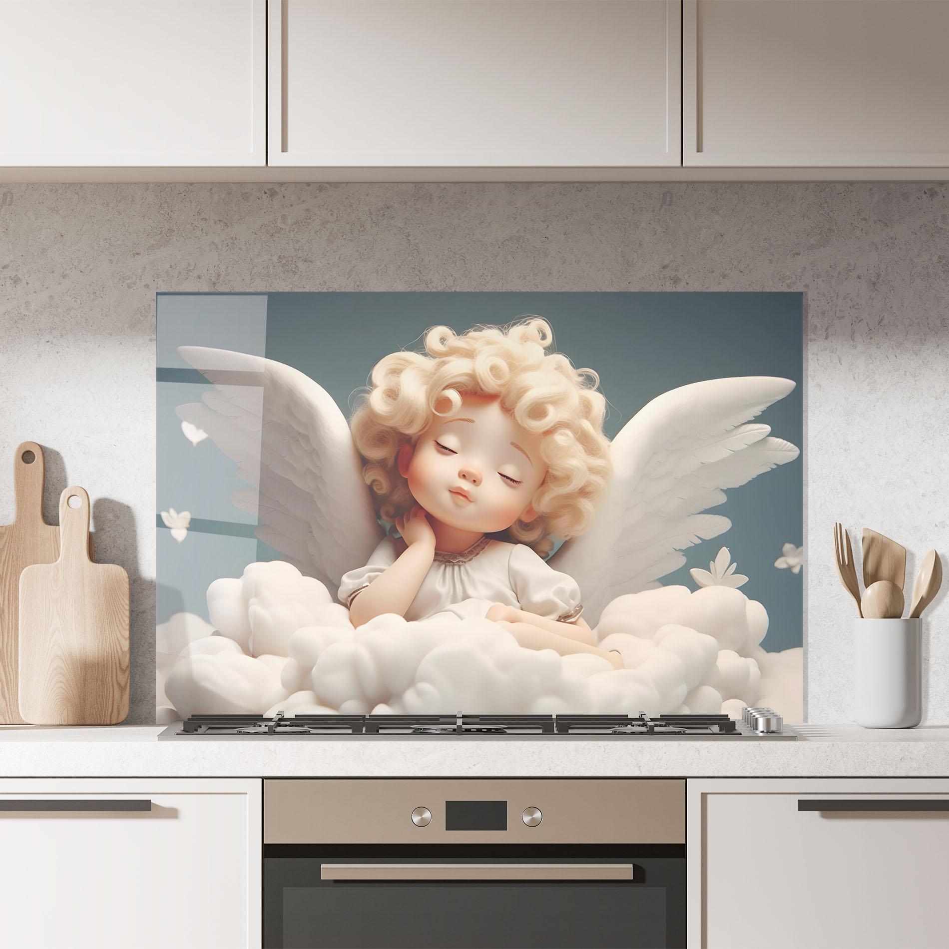 Konyhai üveg hátfal Statue Baby Angel mockup 7