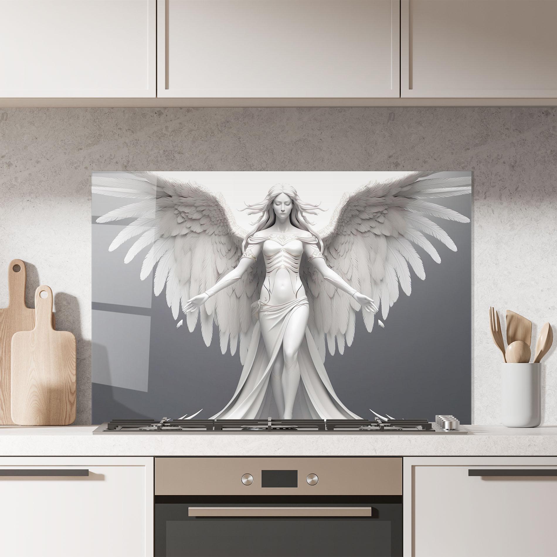 Konyhai üveg hátfal White Stone Woman mockup 7