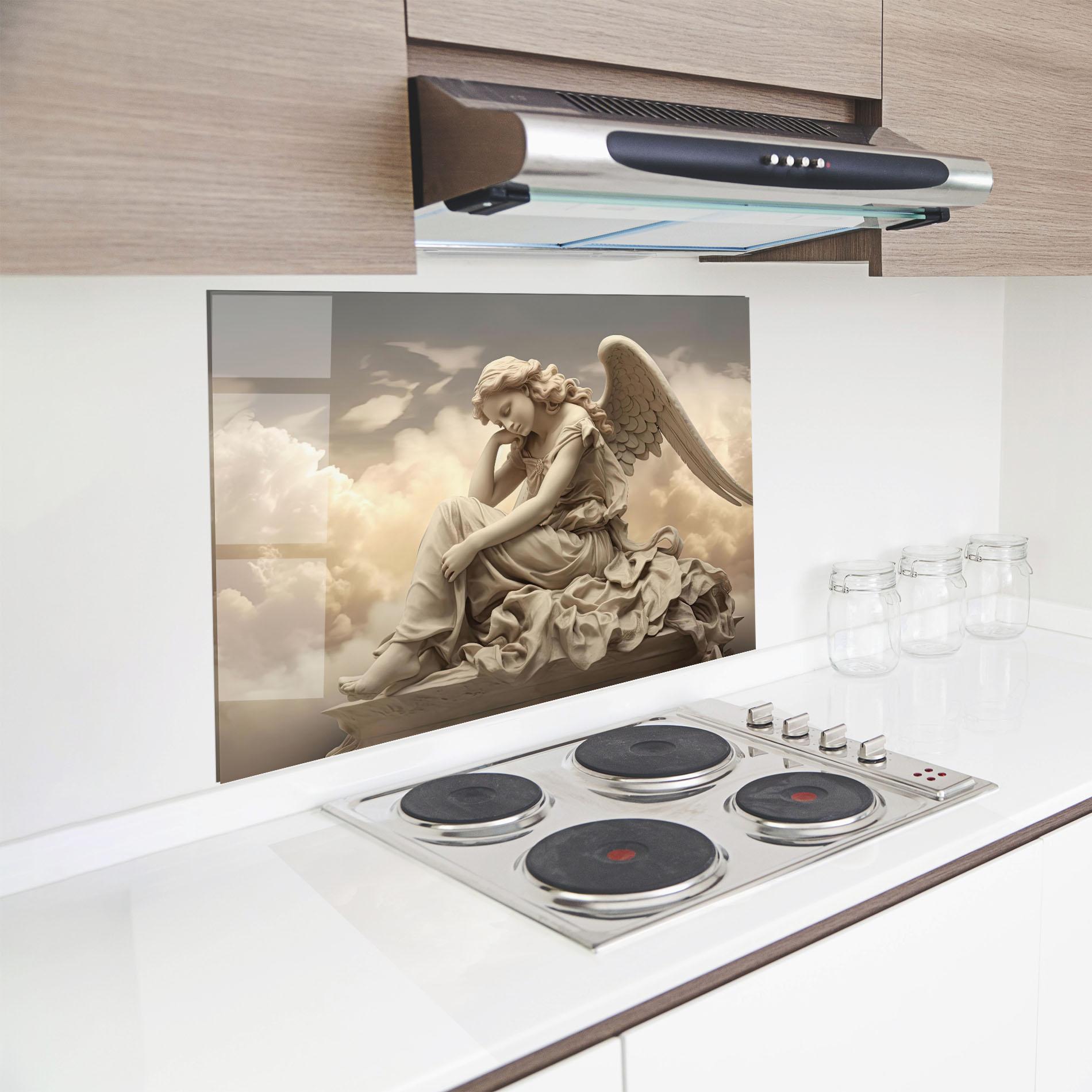 Konyhai üveg hátfal Angel Guardian Cloud mockup 8