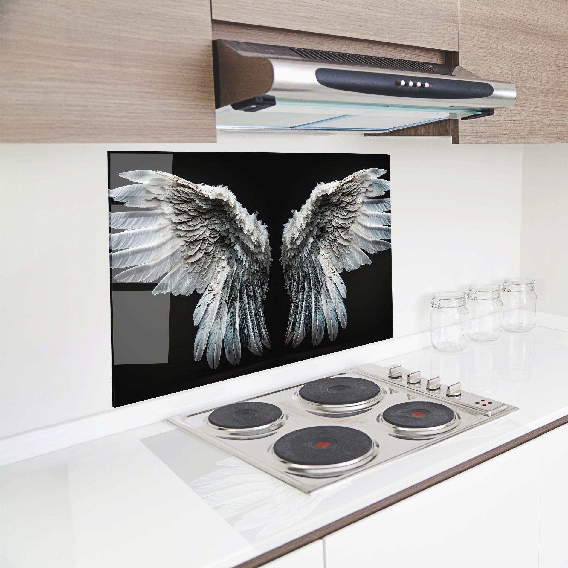Konyhai üveg hátfal Big Angel Wings mockup 8