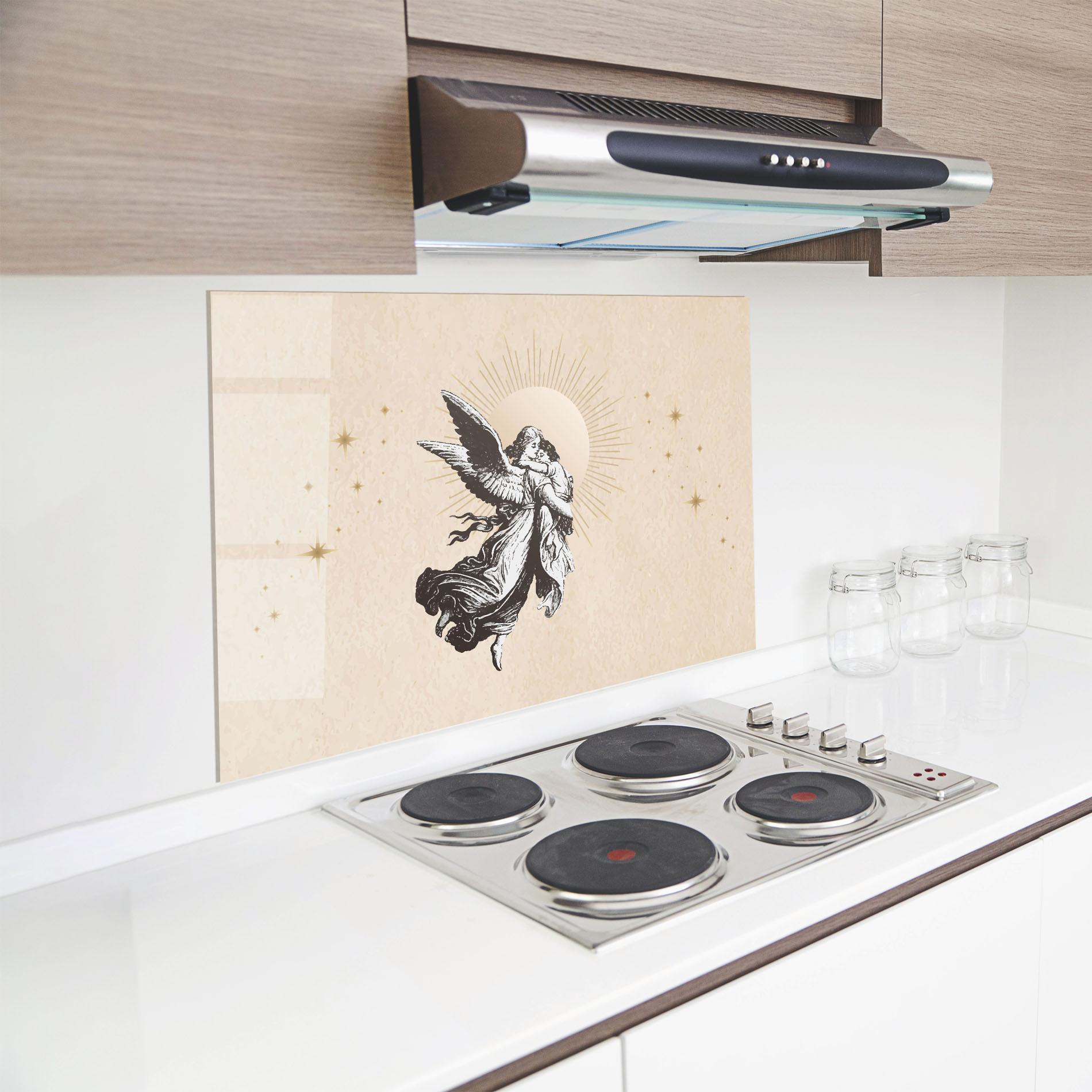 Konyhai üveg hátfal Cream Angel Stars mockup 8