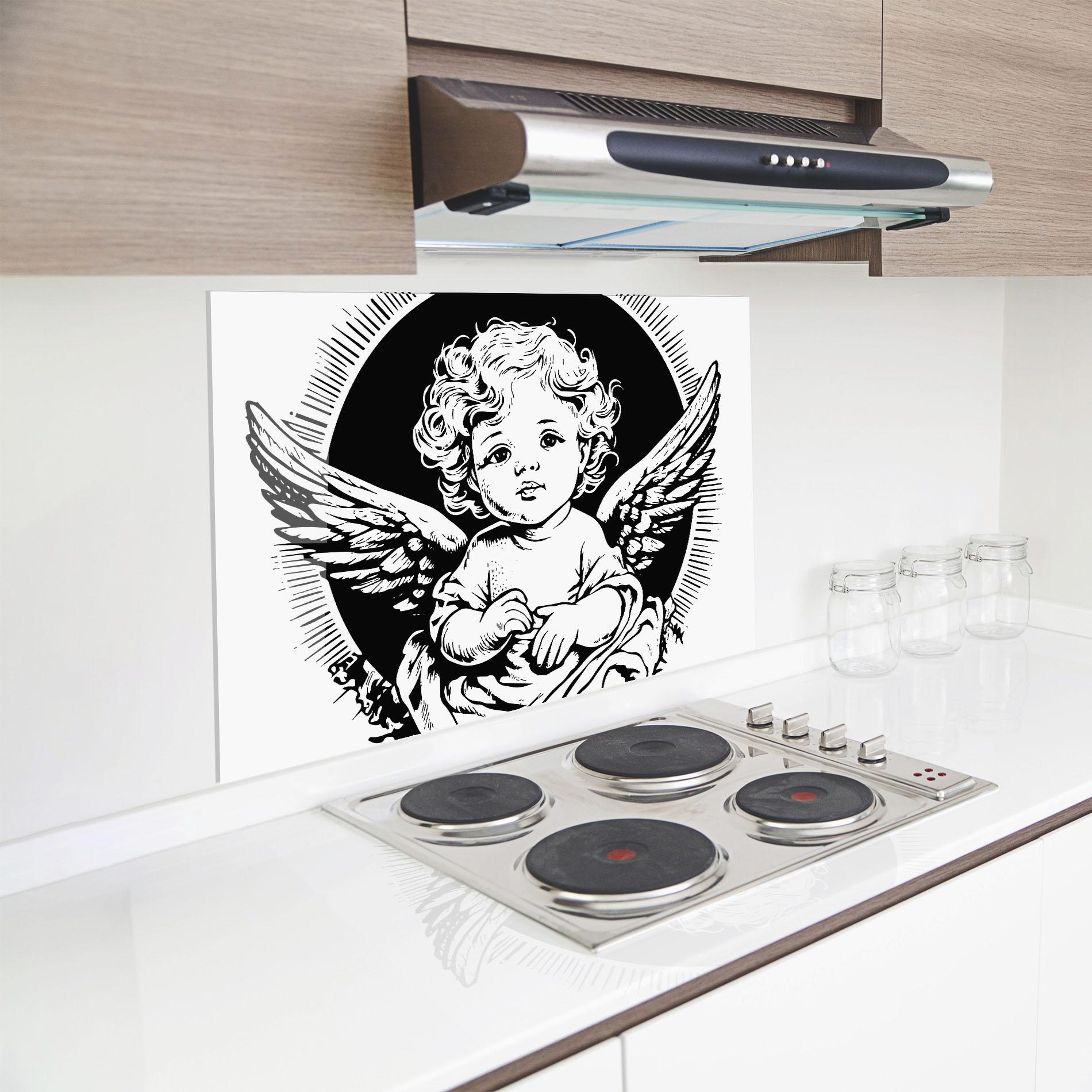 Konyhai üveg hátfal Cute Baby Angel mockup 8