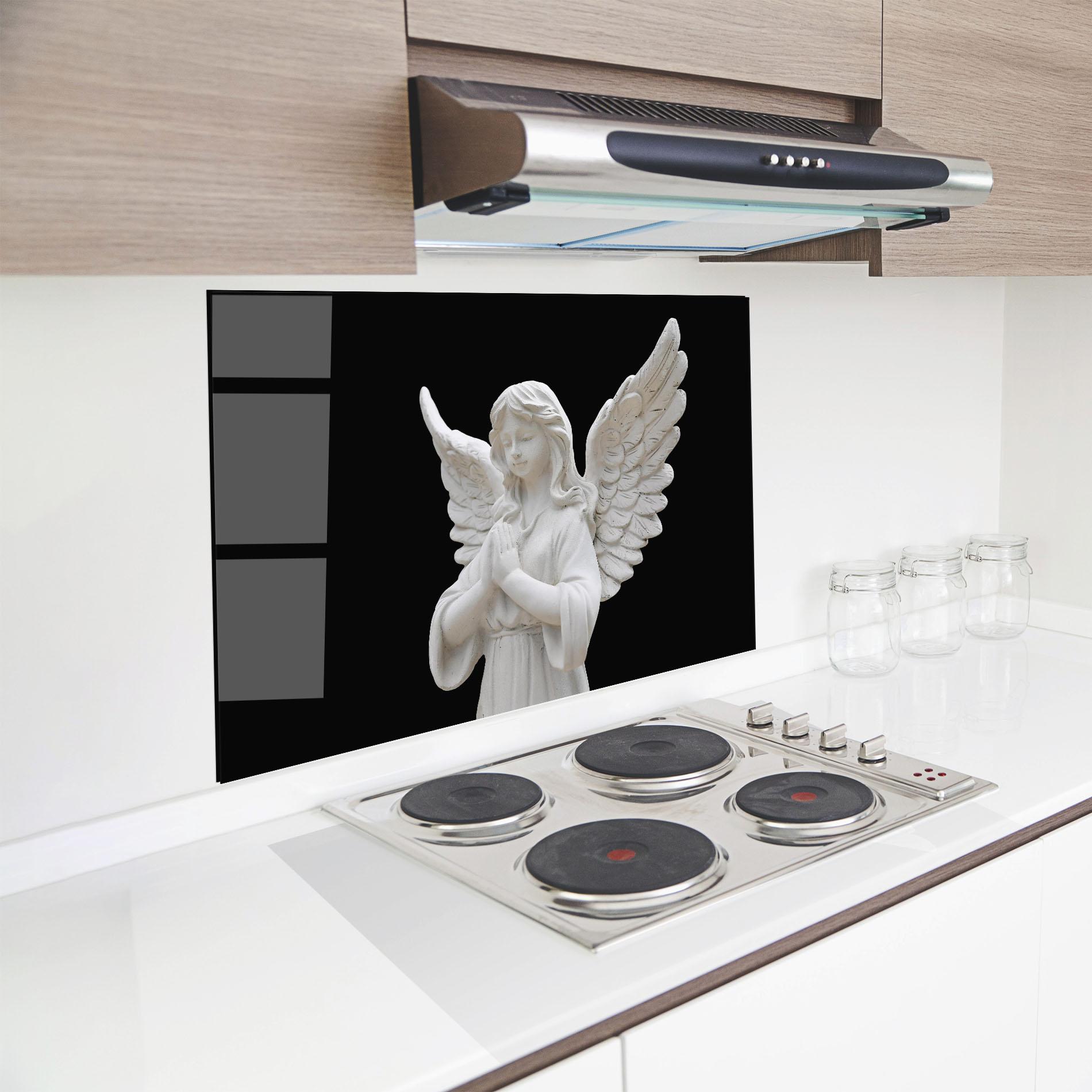 Konyhai üveg hátfal Pretty Angel Statues mockup 8