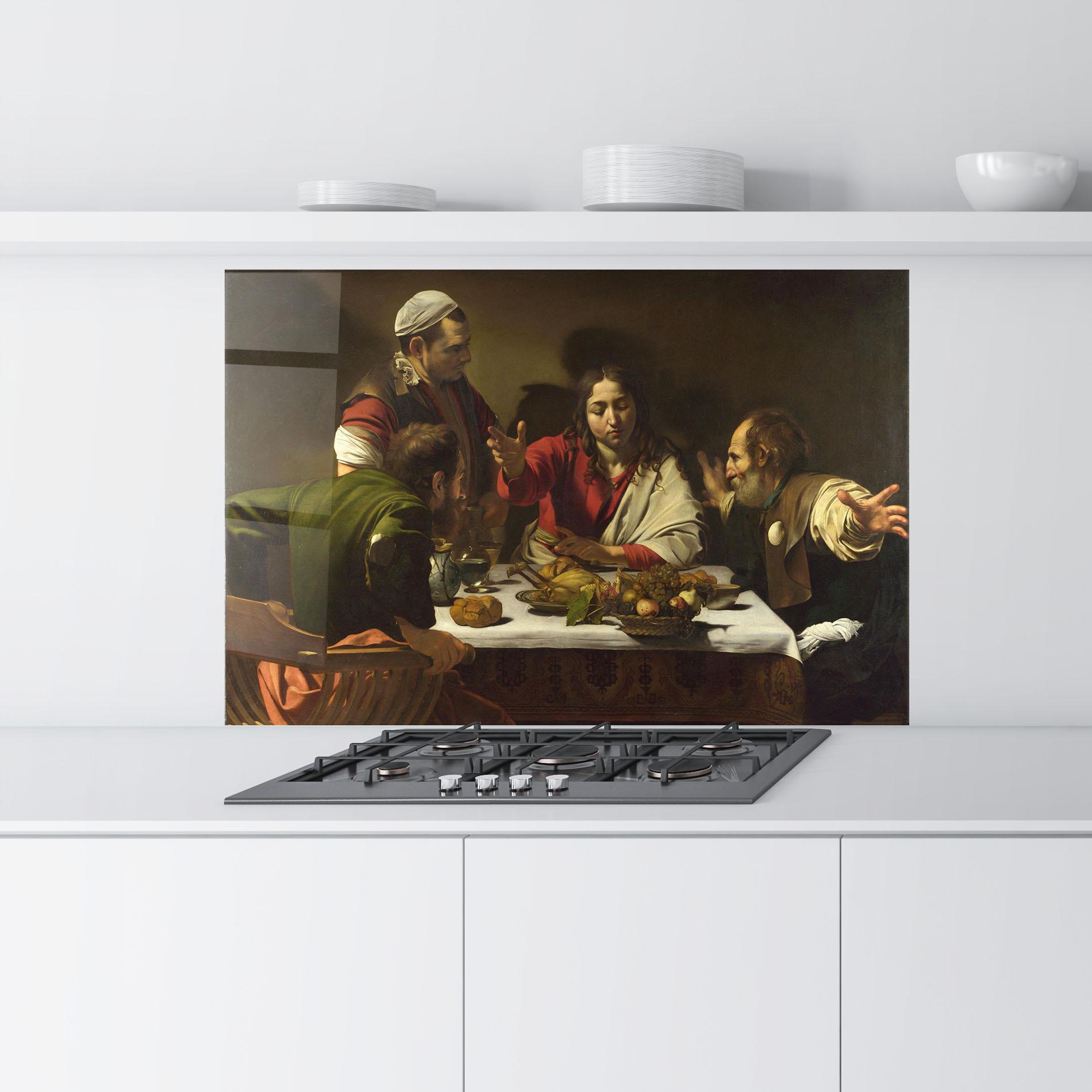Konyhai üveg hátfal Supper At Emmaus mockup 9