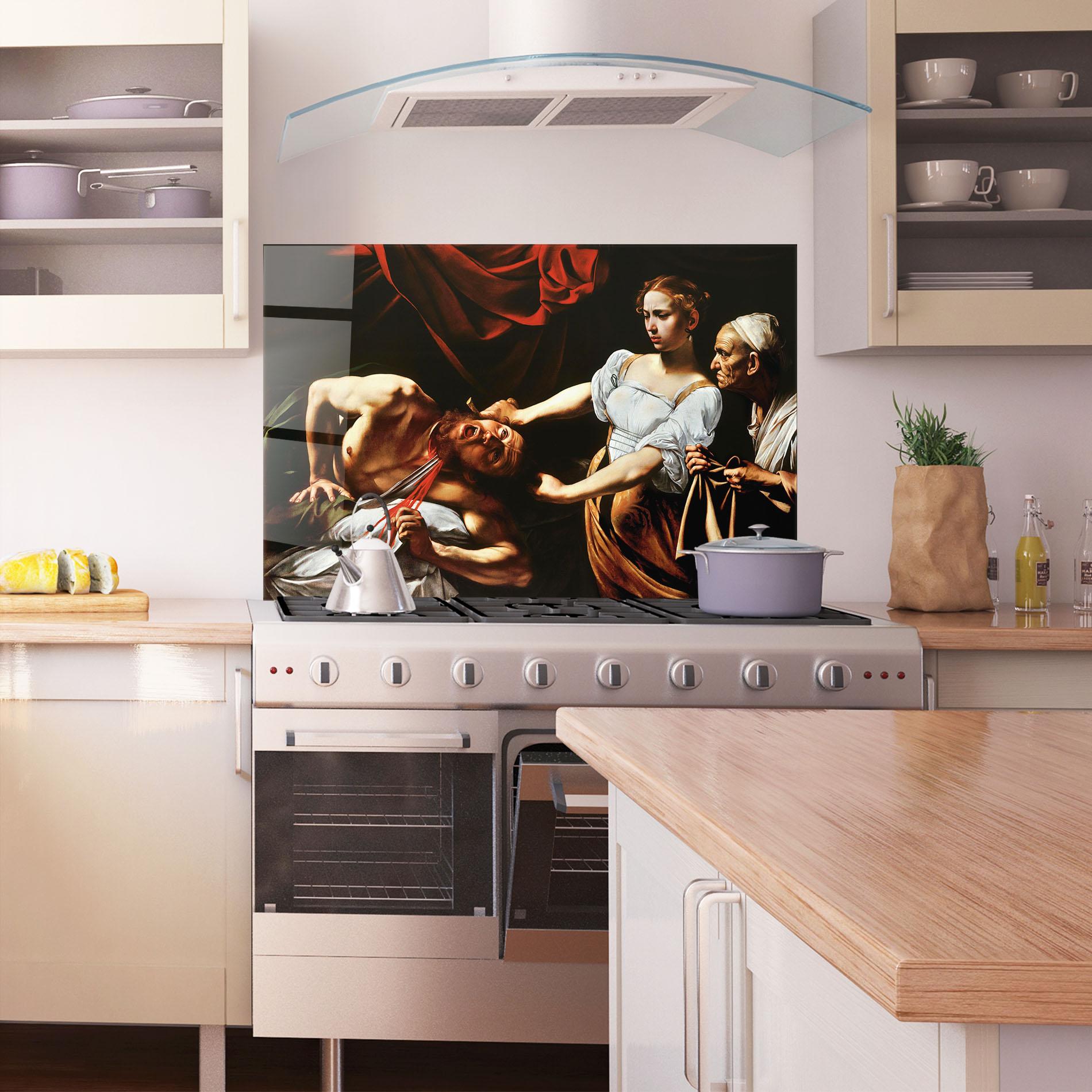 Konyhai üveg hátfal Judith Beheading mockup 1