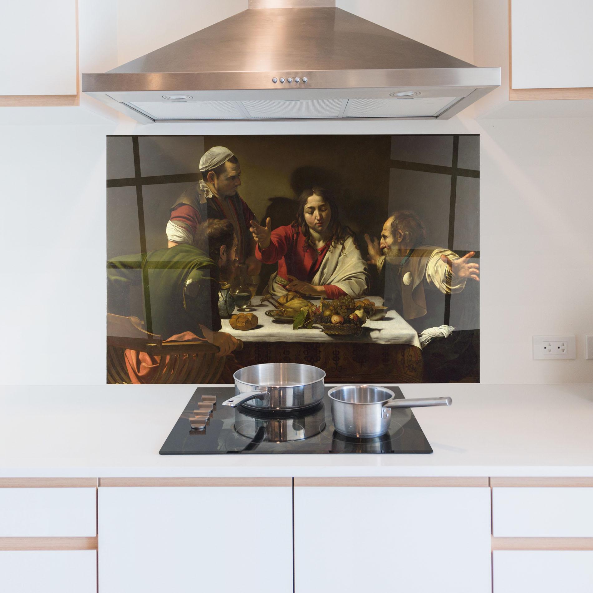 Konyhai üveg hátfal Supper At Emmaus mockup 5