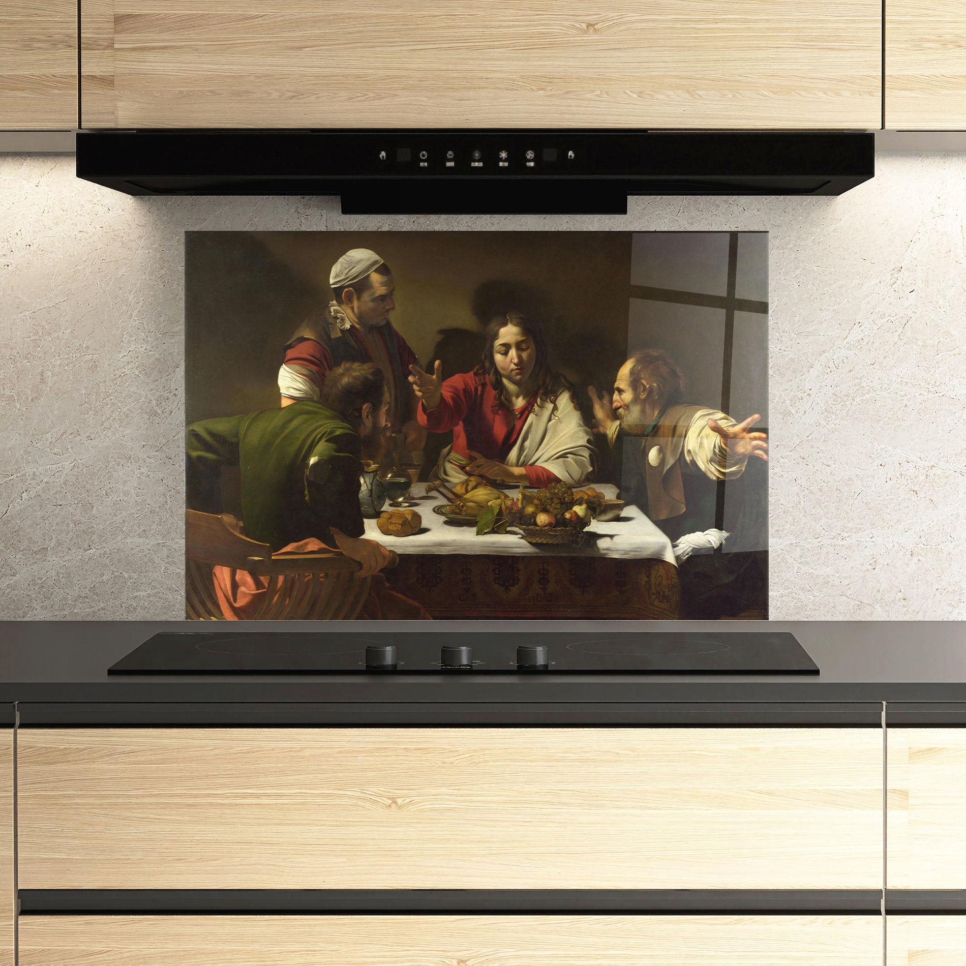 Konyhai üveg hátfal Supper At Emmaus mockup 3