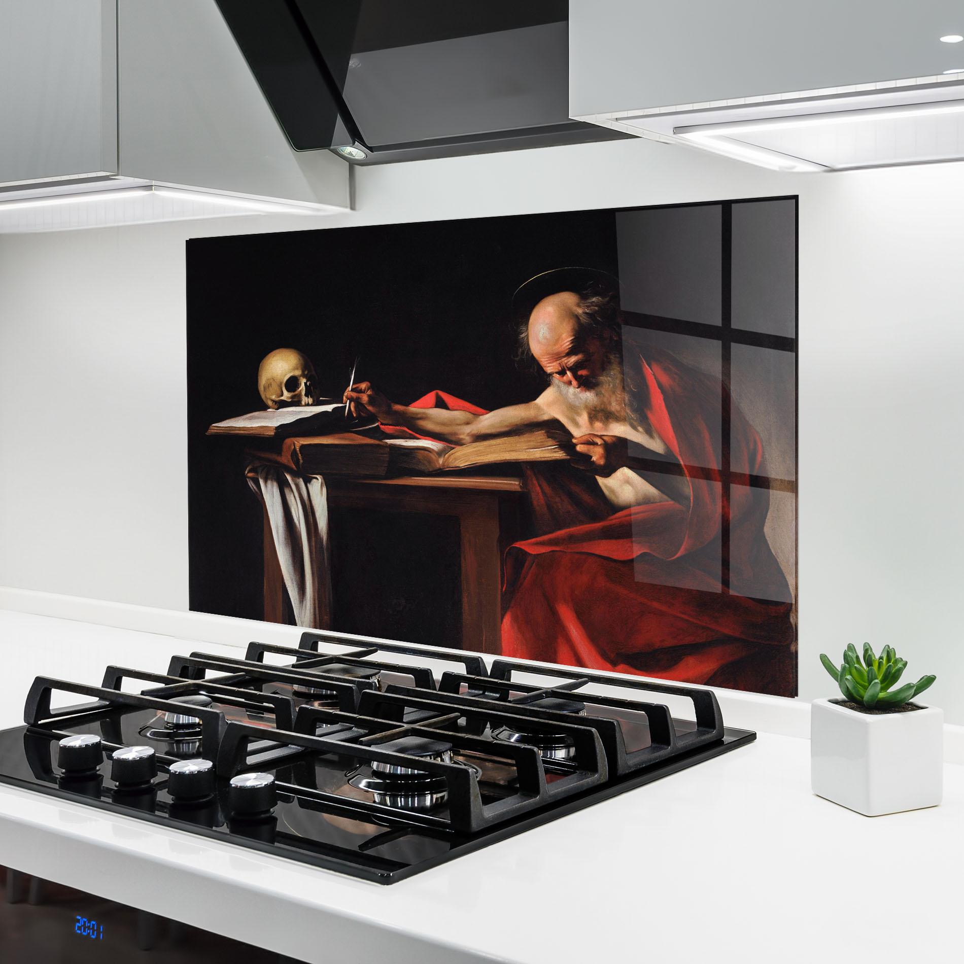 Konyhai üveg hátfal Saint Jerome Writing mockup 6