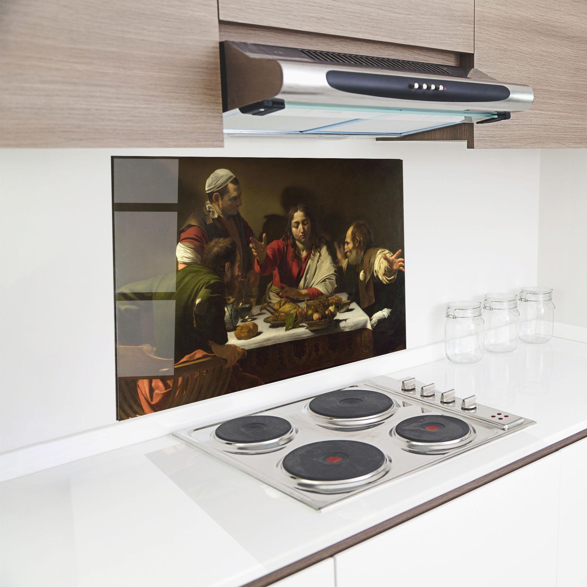 Konyhai üveg hátfal Supper At Emmaus mockup 8