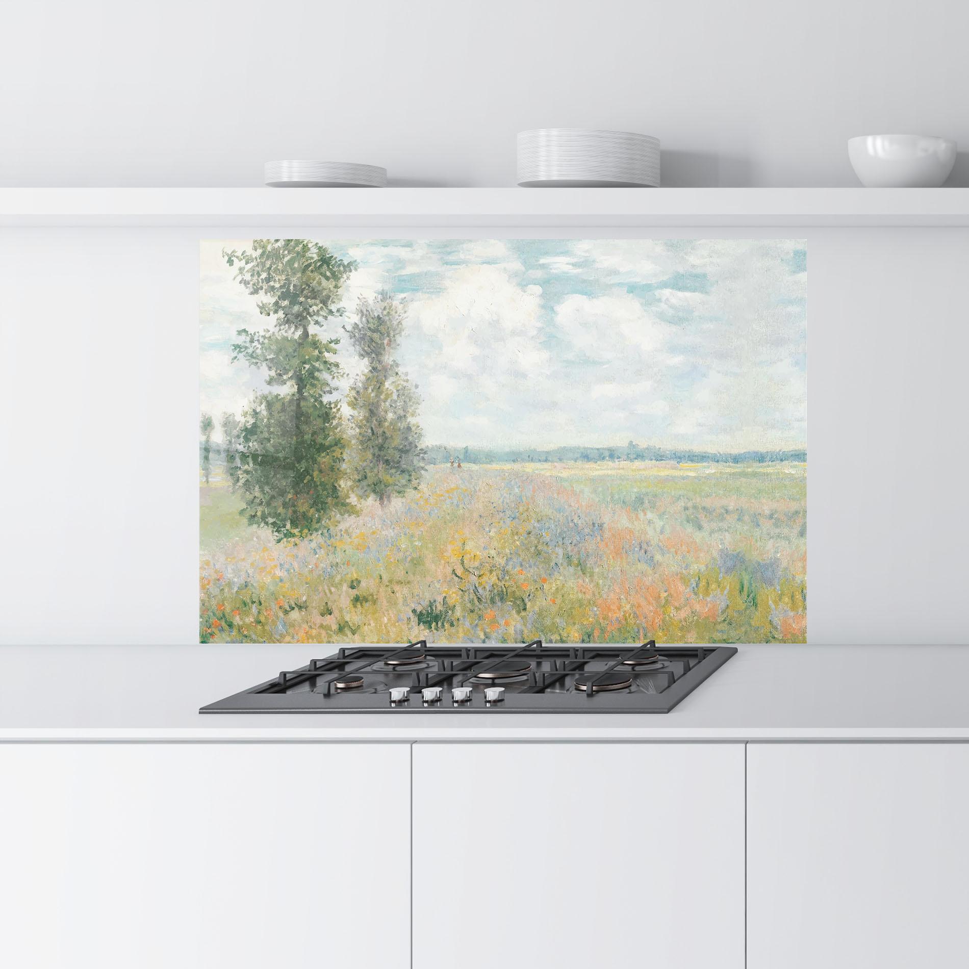 Konyhai üveg hátfal Monet's Landscape Background mockup 9