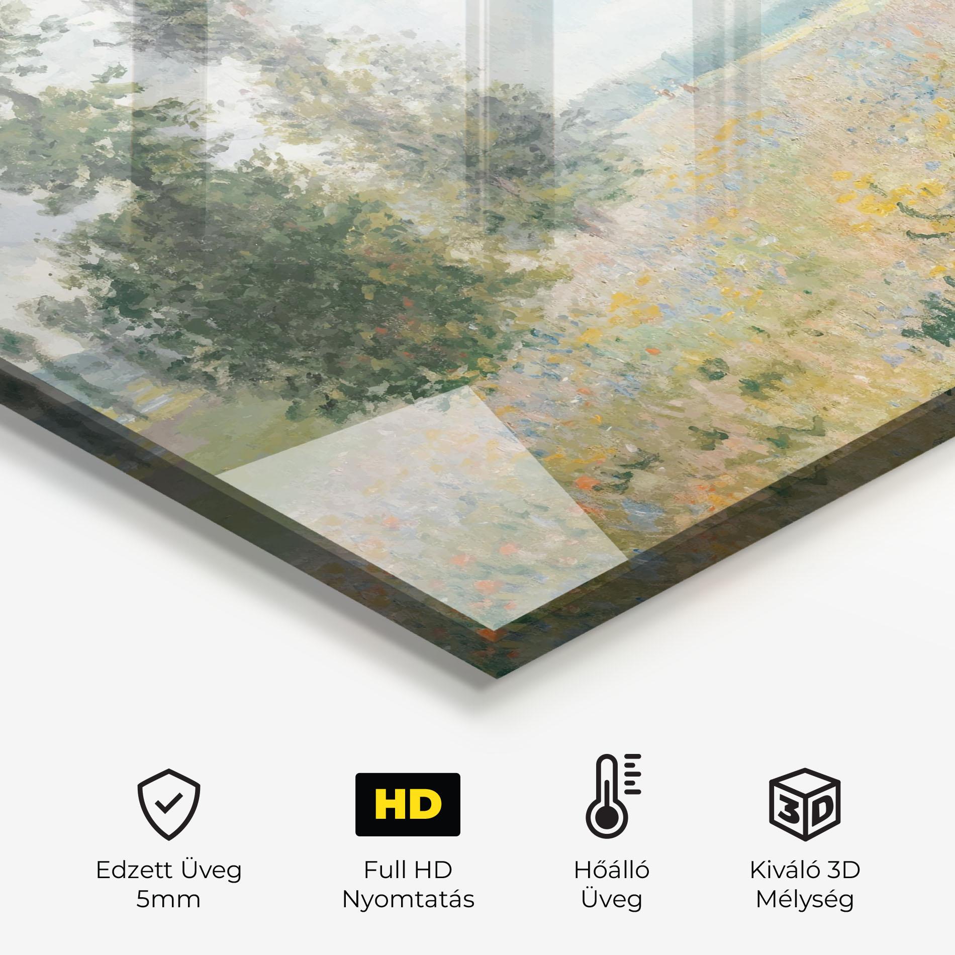 Konyhai üveg hátfal Monet's Landscape Background mockup 2