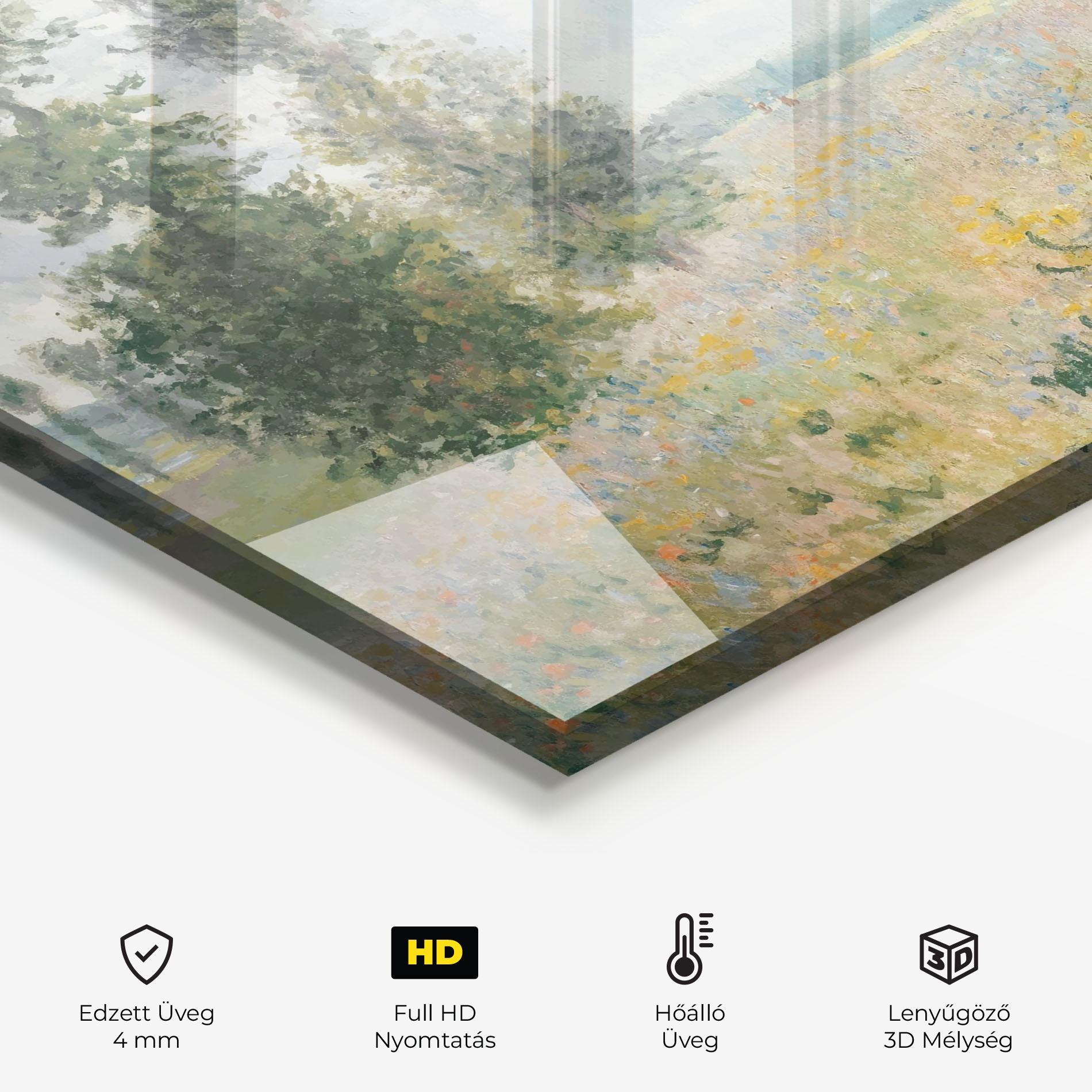 Konyhai üveg hátfal Monet's Landscape Background mockup 2
