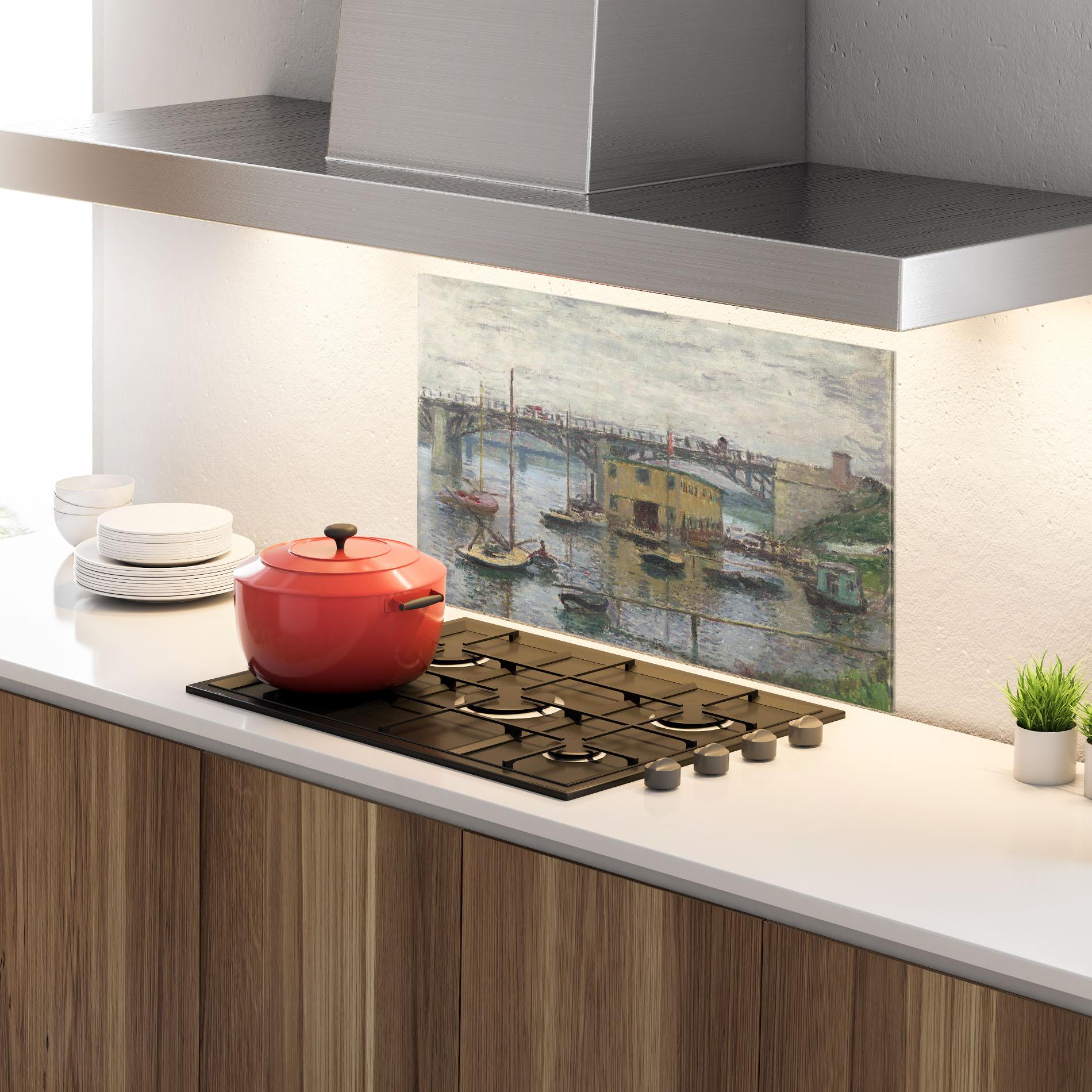 Konyhai üveg hátfal Bridge At Argenteuil Monet mockup 4