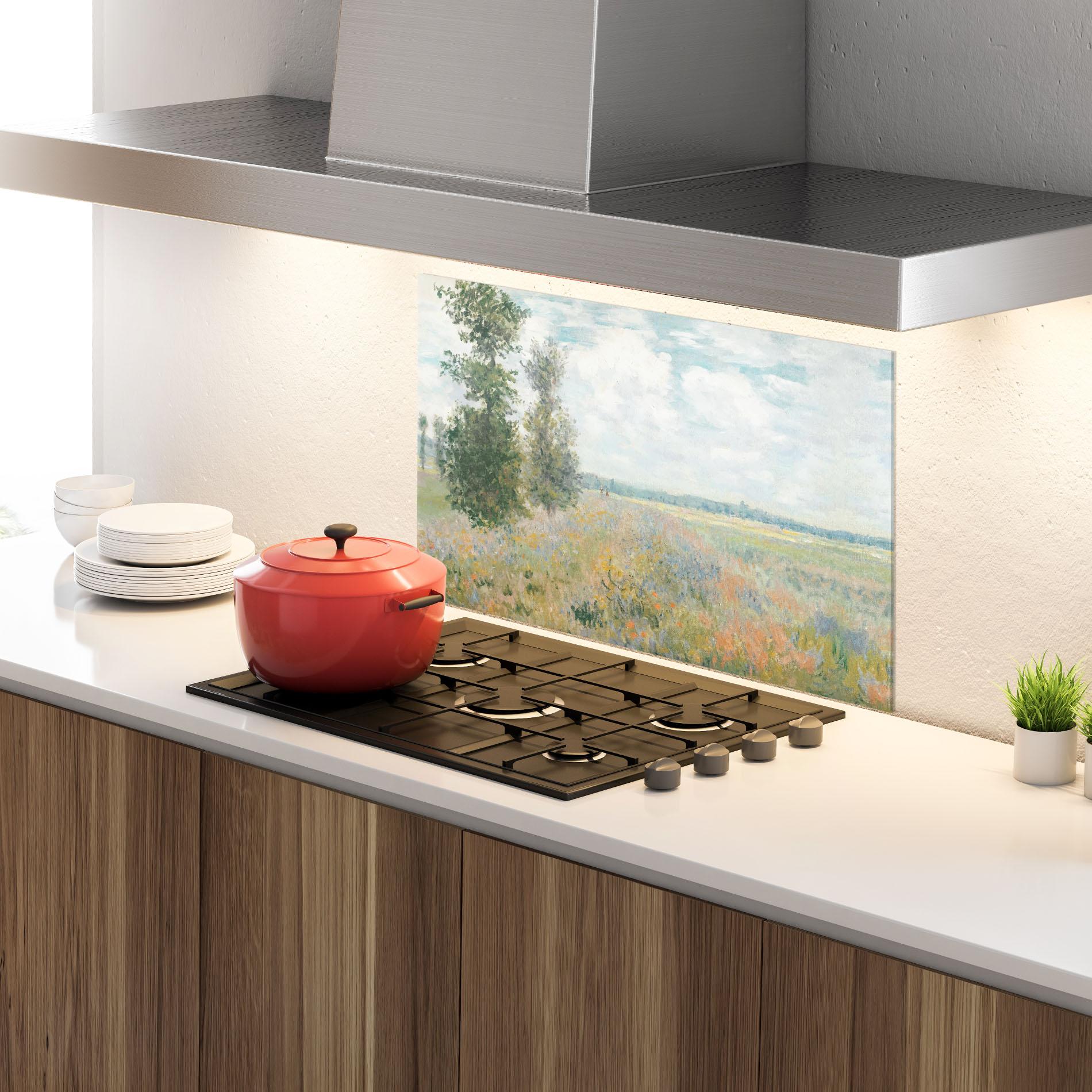 Konyhai üveg hátfal Monet's Landscape Background mockup 4