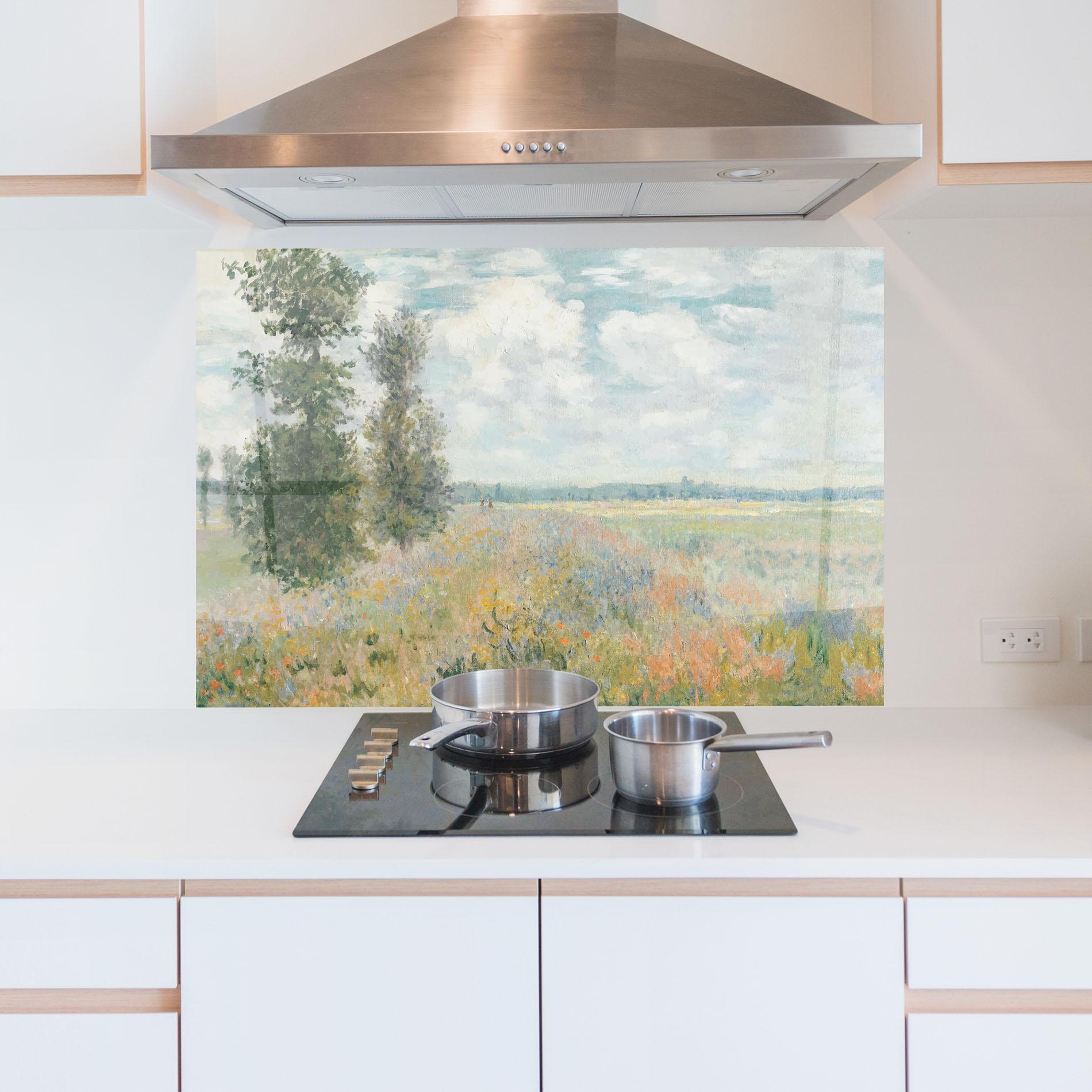 Konyhai üveg hátfal Monet's Landscape Background mockup 5
