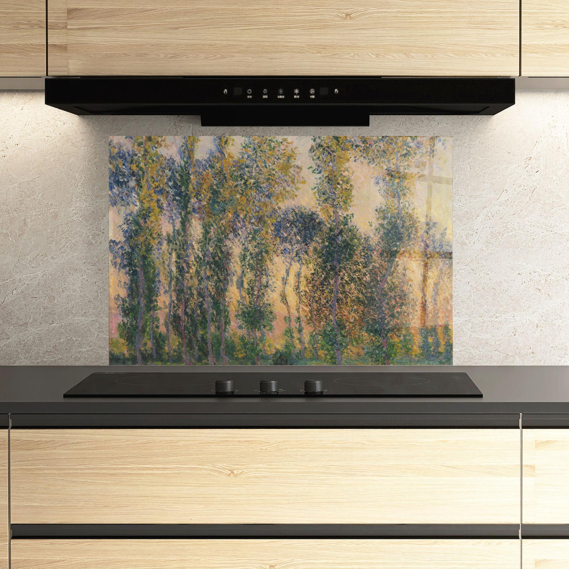 Konyhai üveg hátfal Poplars At Giverny mockup 3