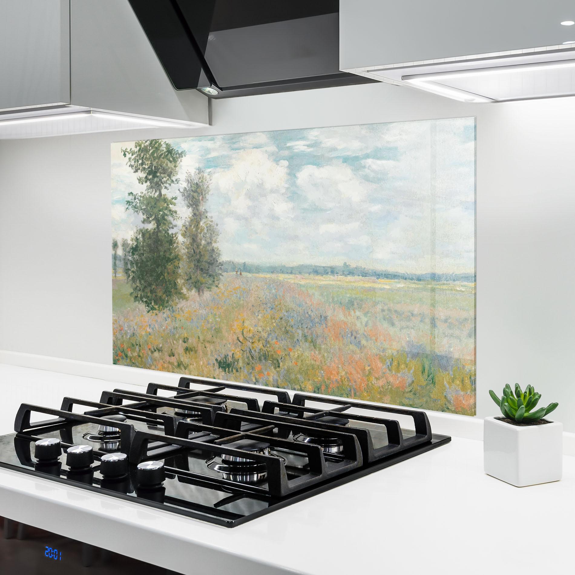 Konyhai üveg hátfal Monet's Landscape Background mockup 6