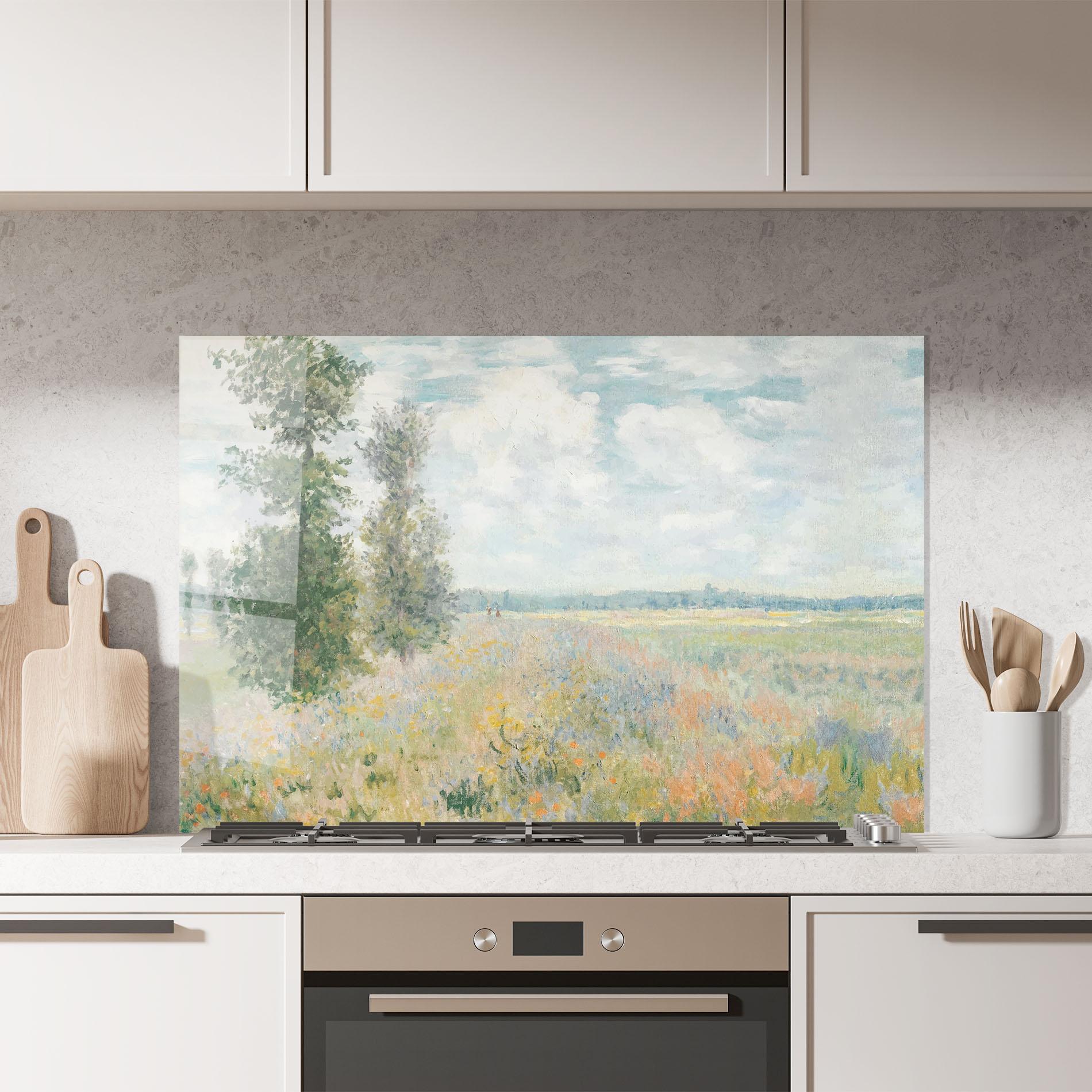 Konyhai üveg hátfal Monet's Landscape Background mockup 7