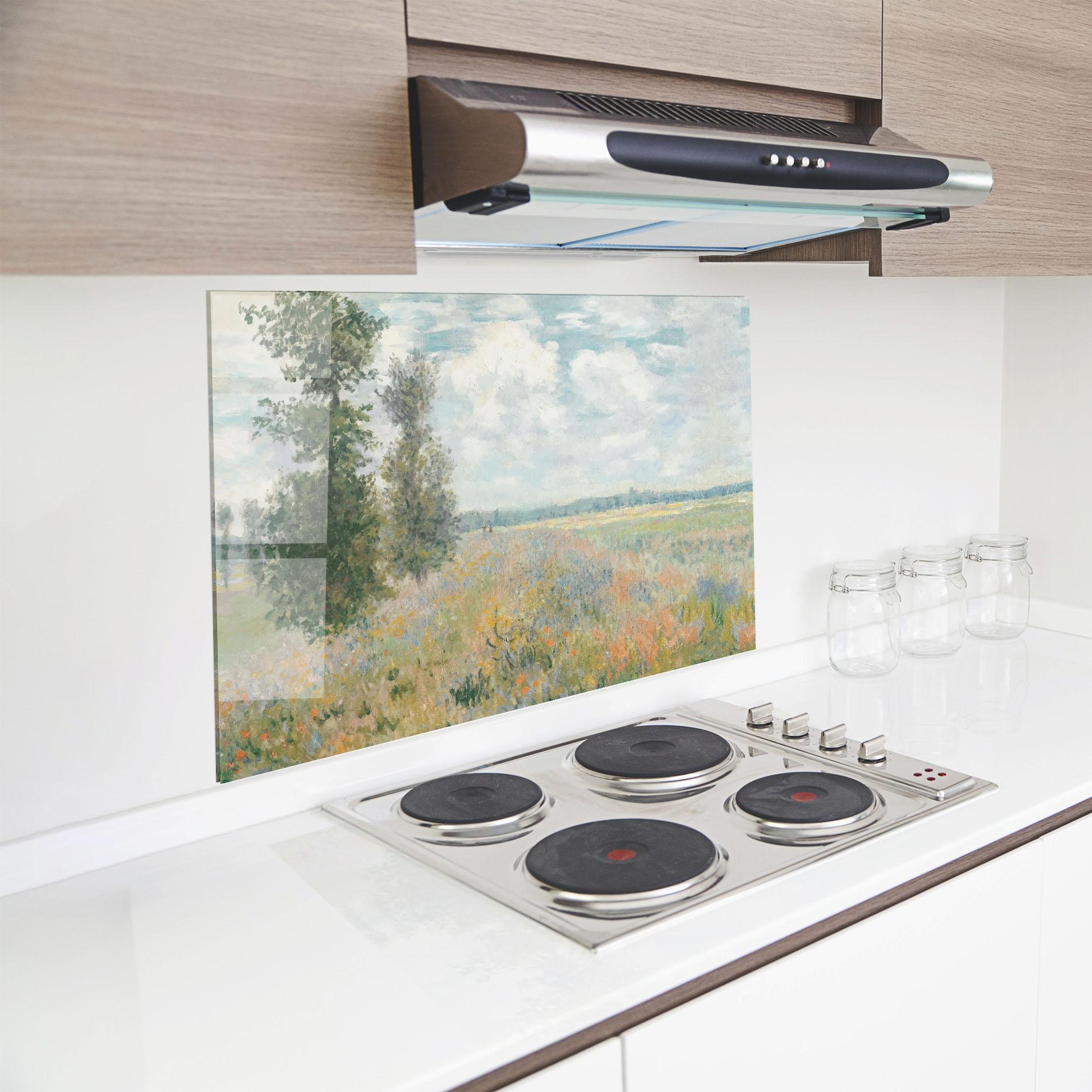 Konyhai üveg hátfal Monet's Landscape Background mockup 8
