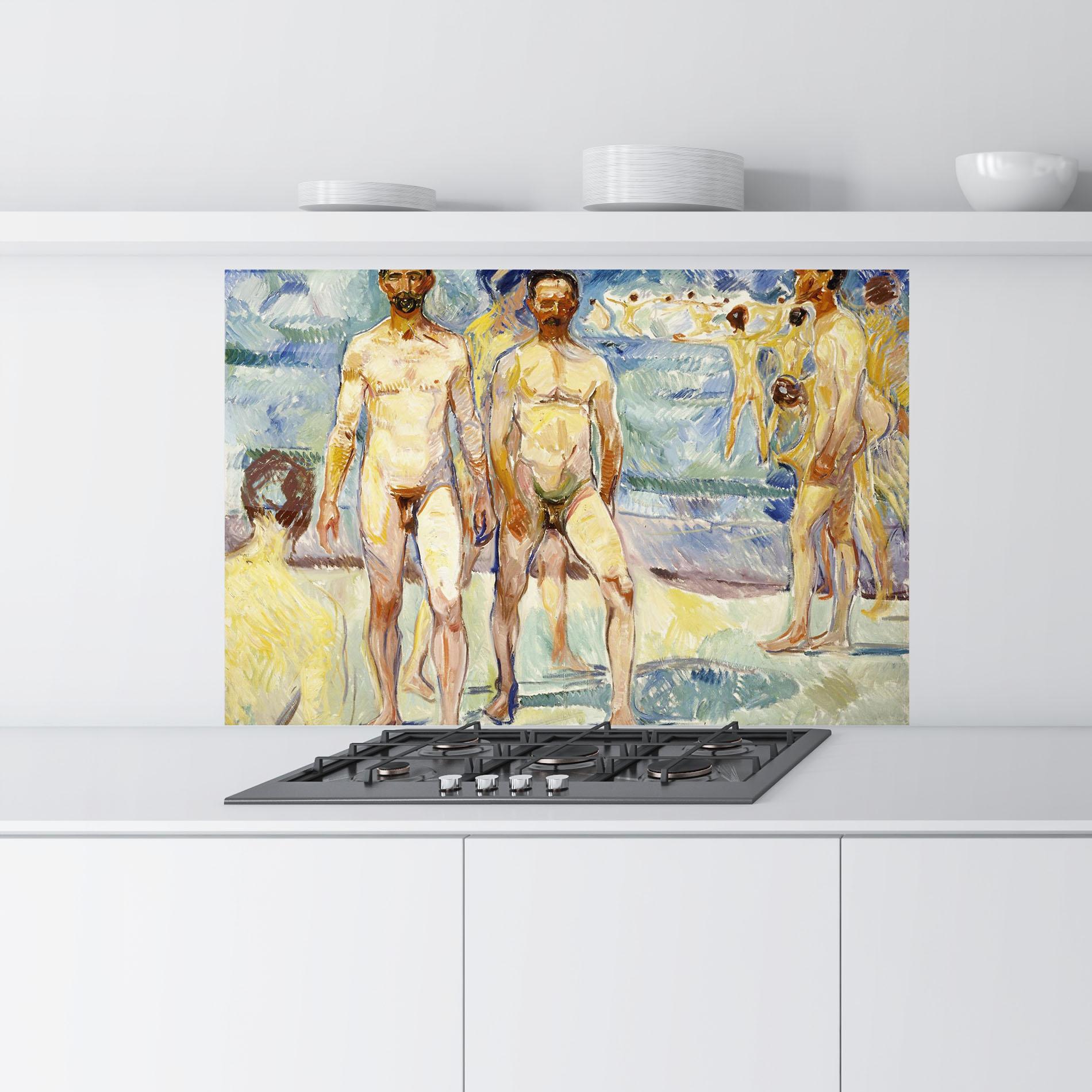 Konyhai üveg hátfal Bathing Men mockup 9