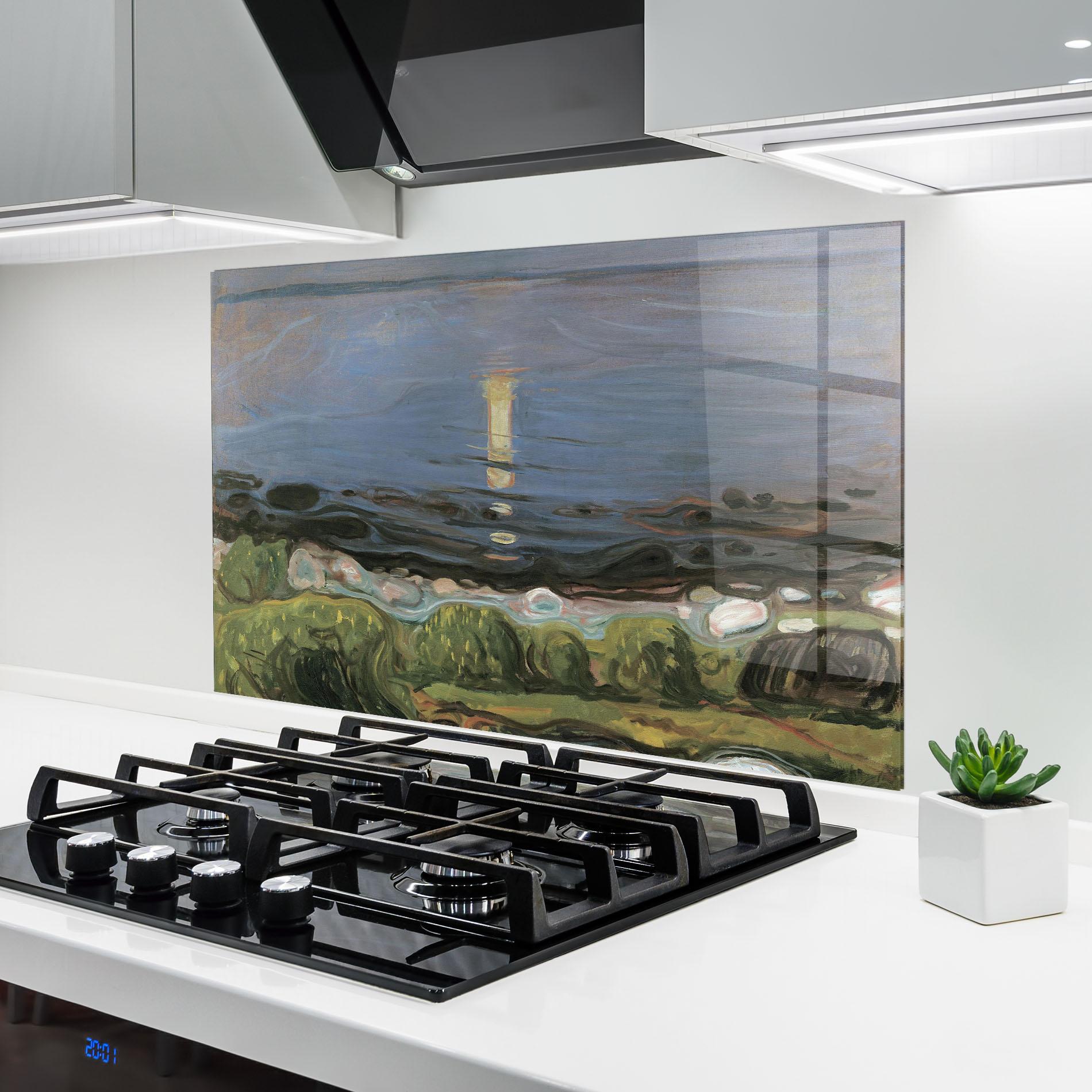 Konyhai üveg hátfal Summer Night Beach mockup 6