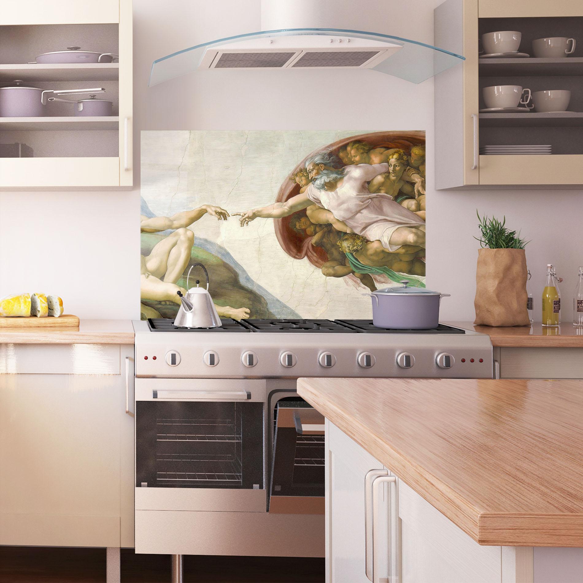 Konyhai üveg hátfal The Creation Of Adam mockup 1