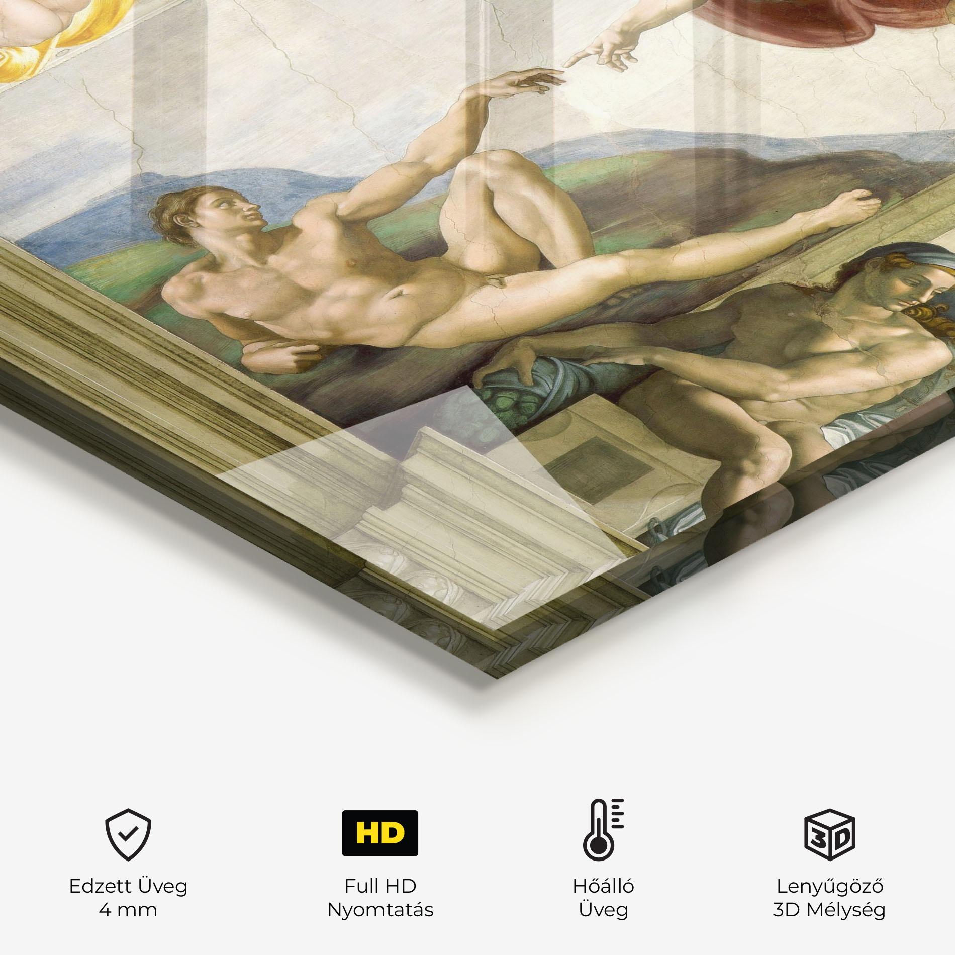 Konyhai üveg hátfal Creacion De Adam mockup 2