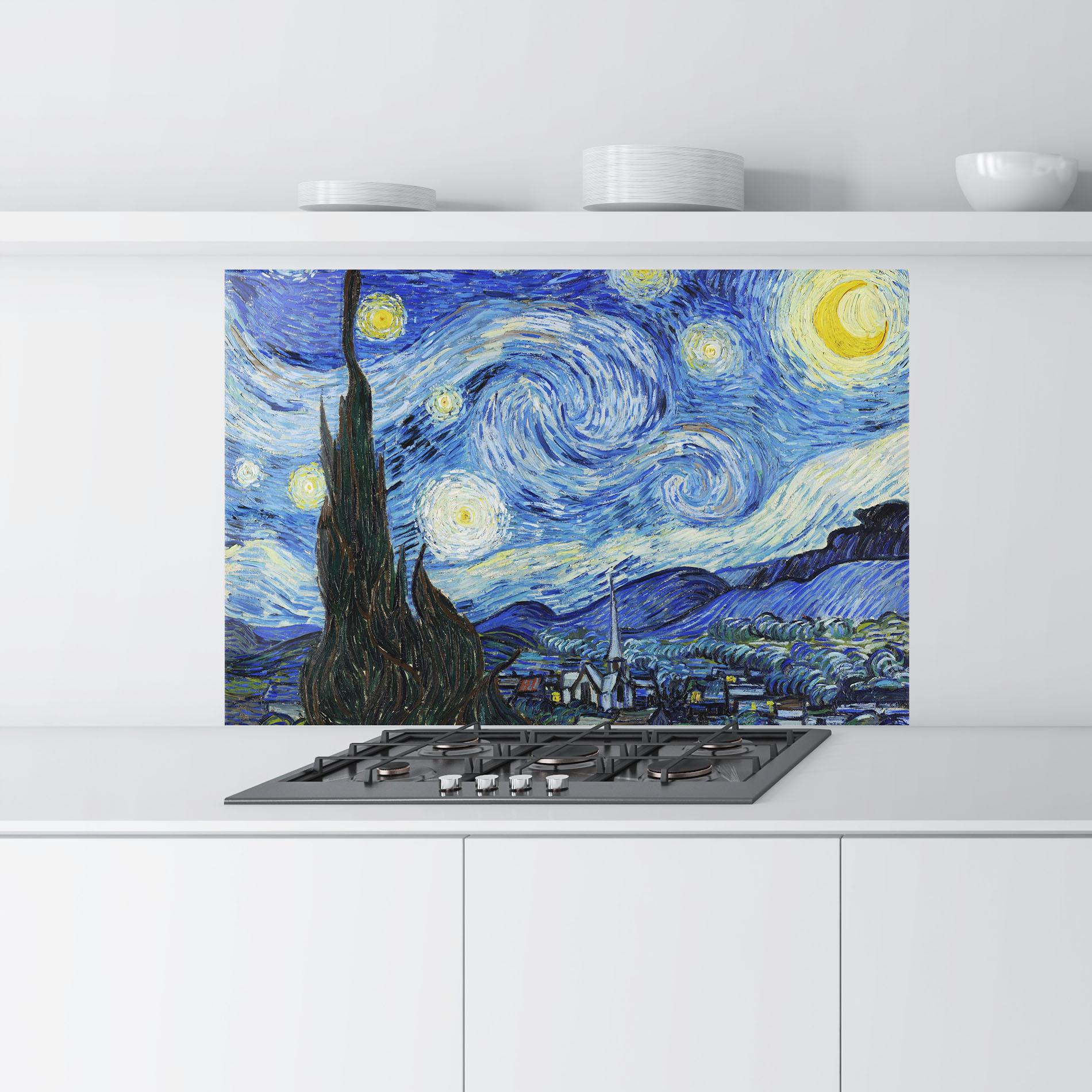 Konyhai üveg hátfal The Starry Night mockup 9