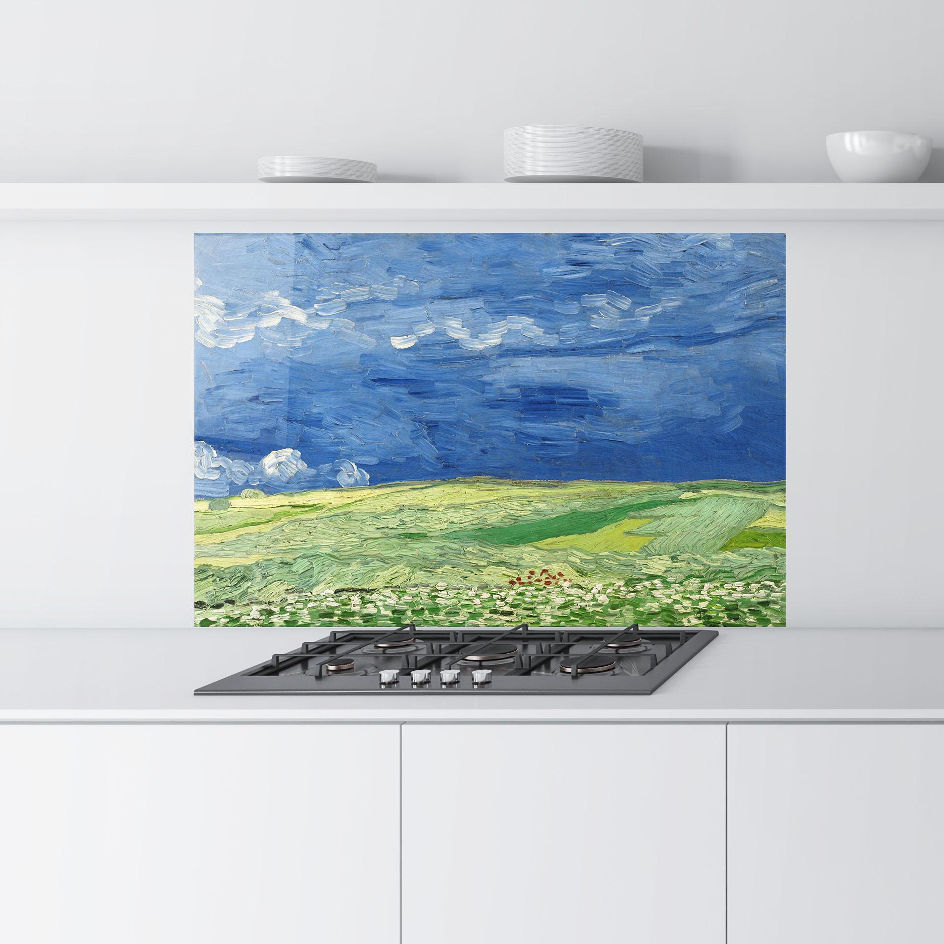 Konyhai üveg hátfal Wheatfield Thunderclouds mockup 9