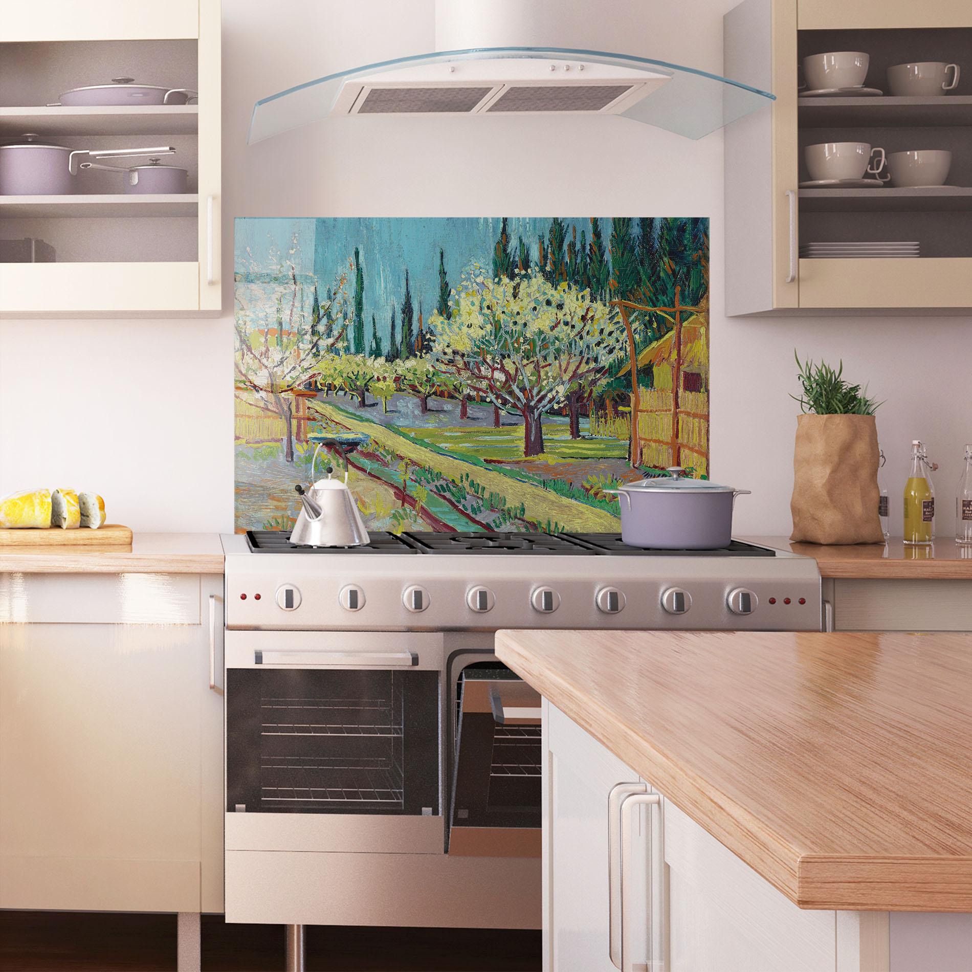 Konyhai üveg hátfal Orchard Bordered Cypresse mockup 1