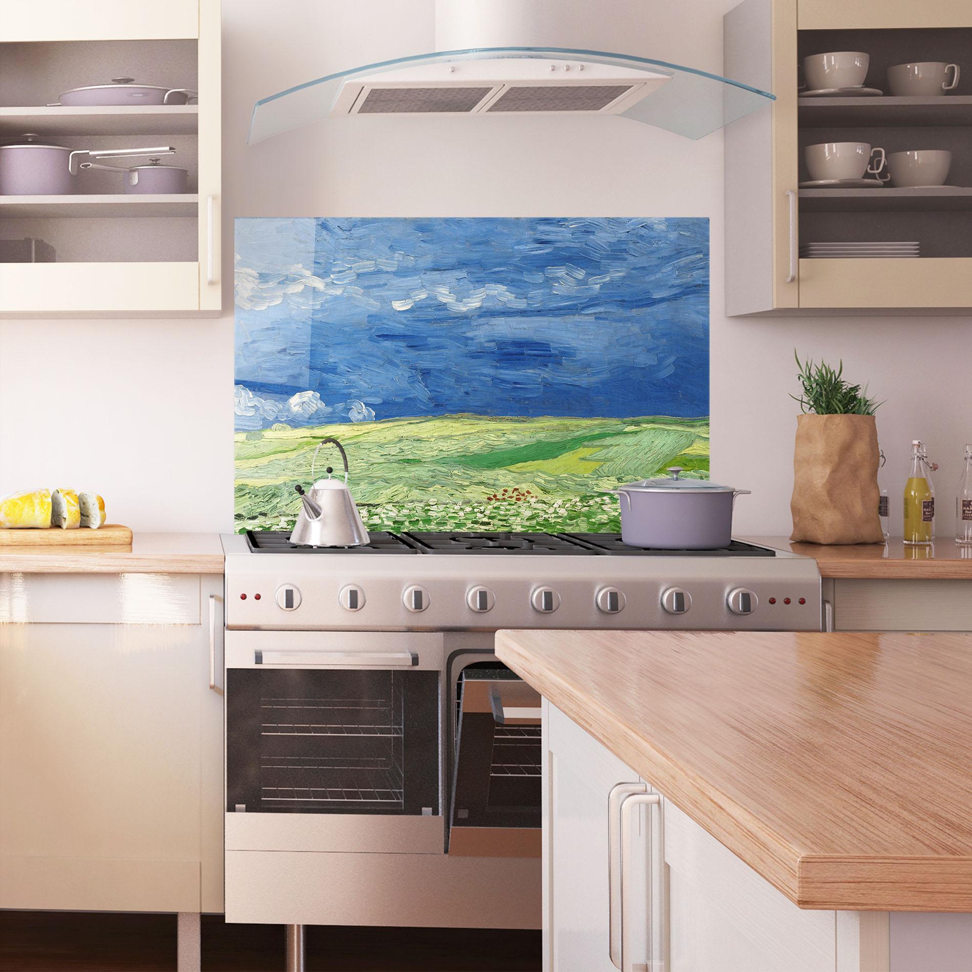 Konyhai üveg hátfal Wheatfield Thunderclouds mockup 1