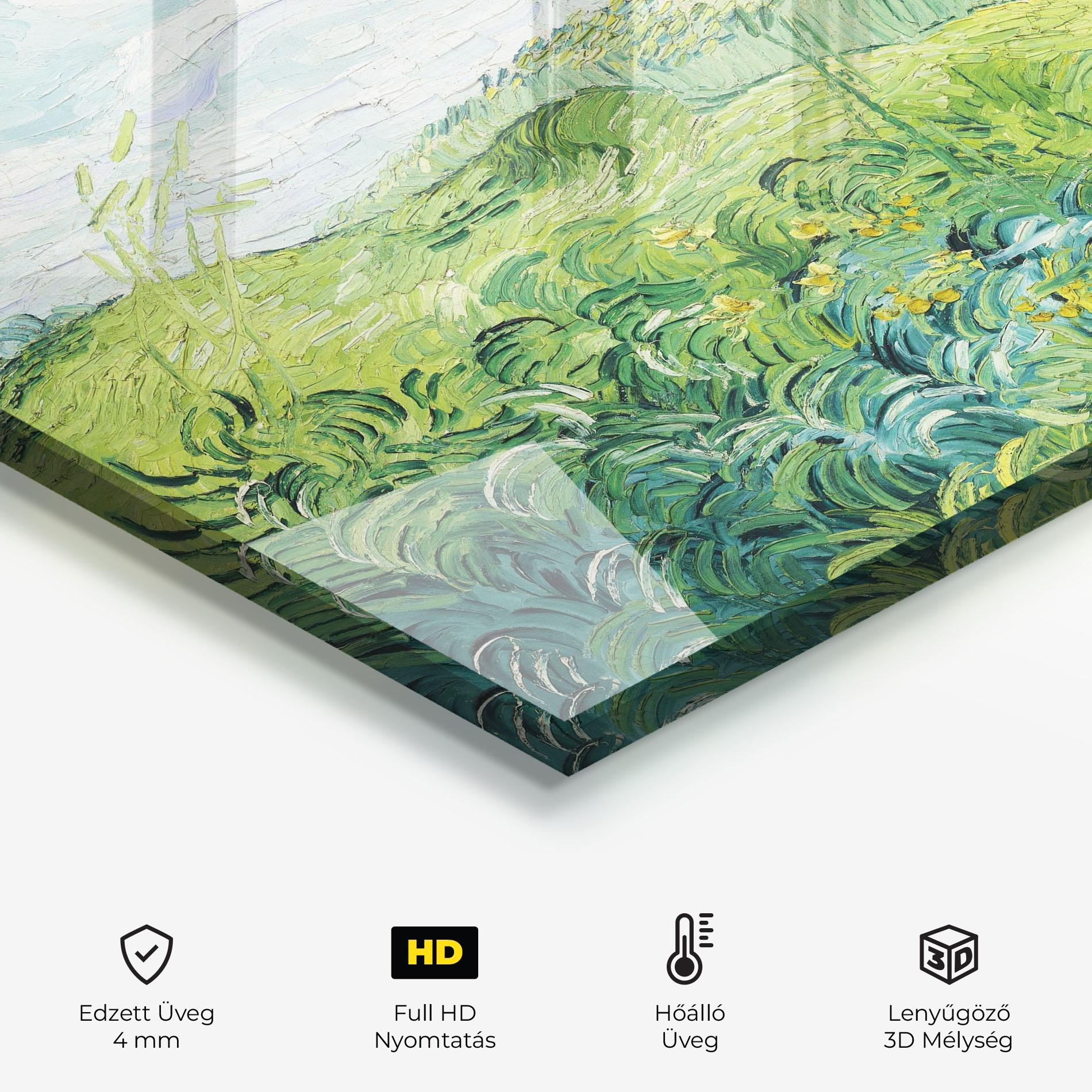 Konyhai üveg hátfal Green Wheat Fields mockup 2