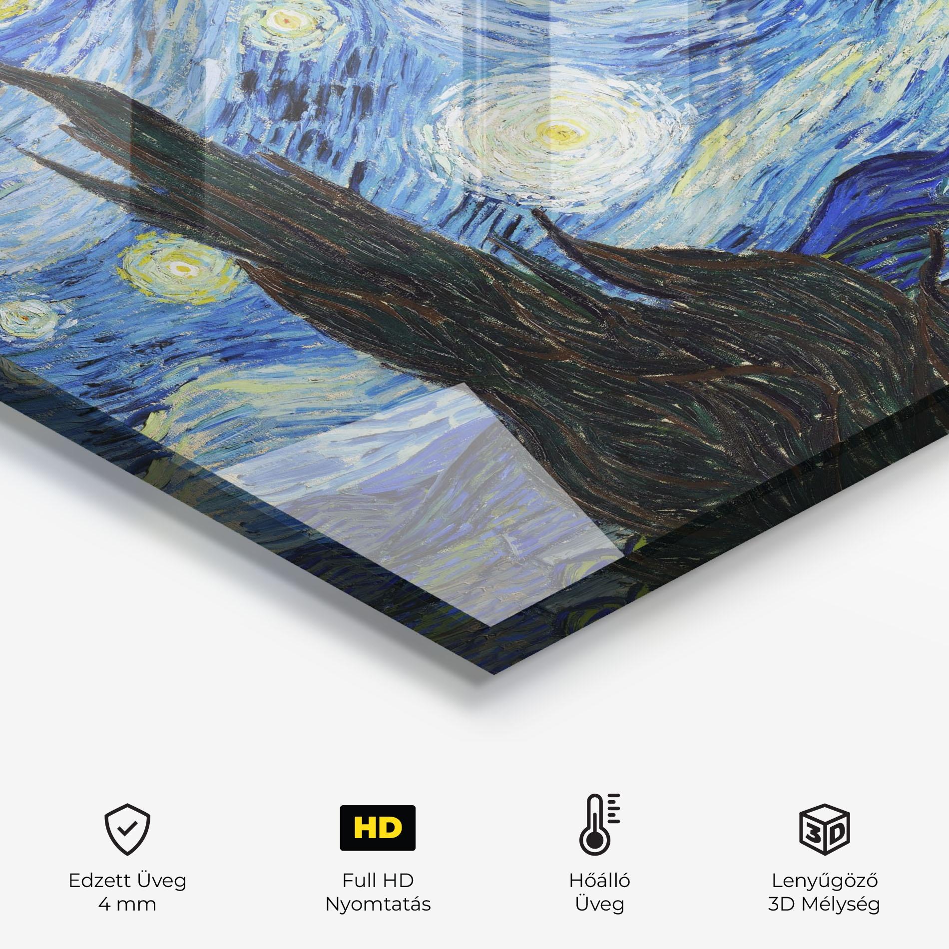 Konyhai üveg hátfal The Starry Night mockup 2