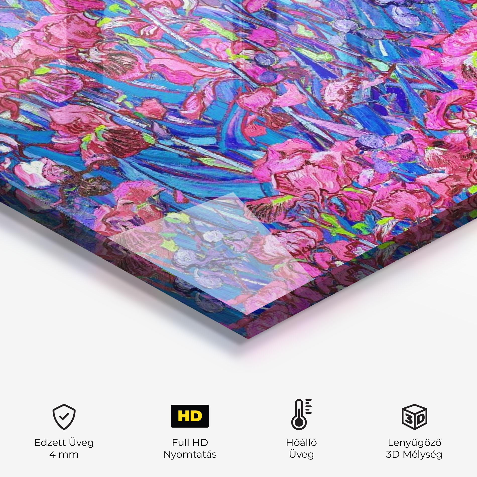 Konyhai üveg hátfal Van Gogh Irises mockup 2