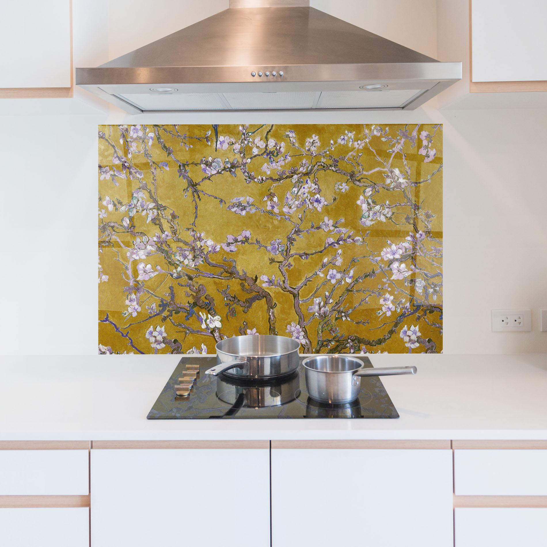 Konyhai üveg hátfal Almond Blossom mockup 5