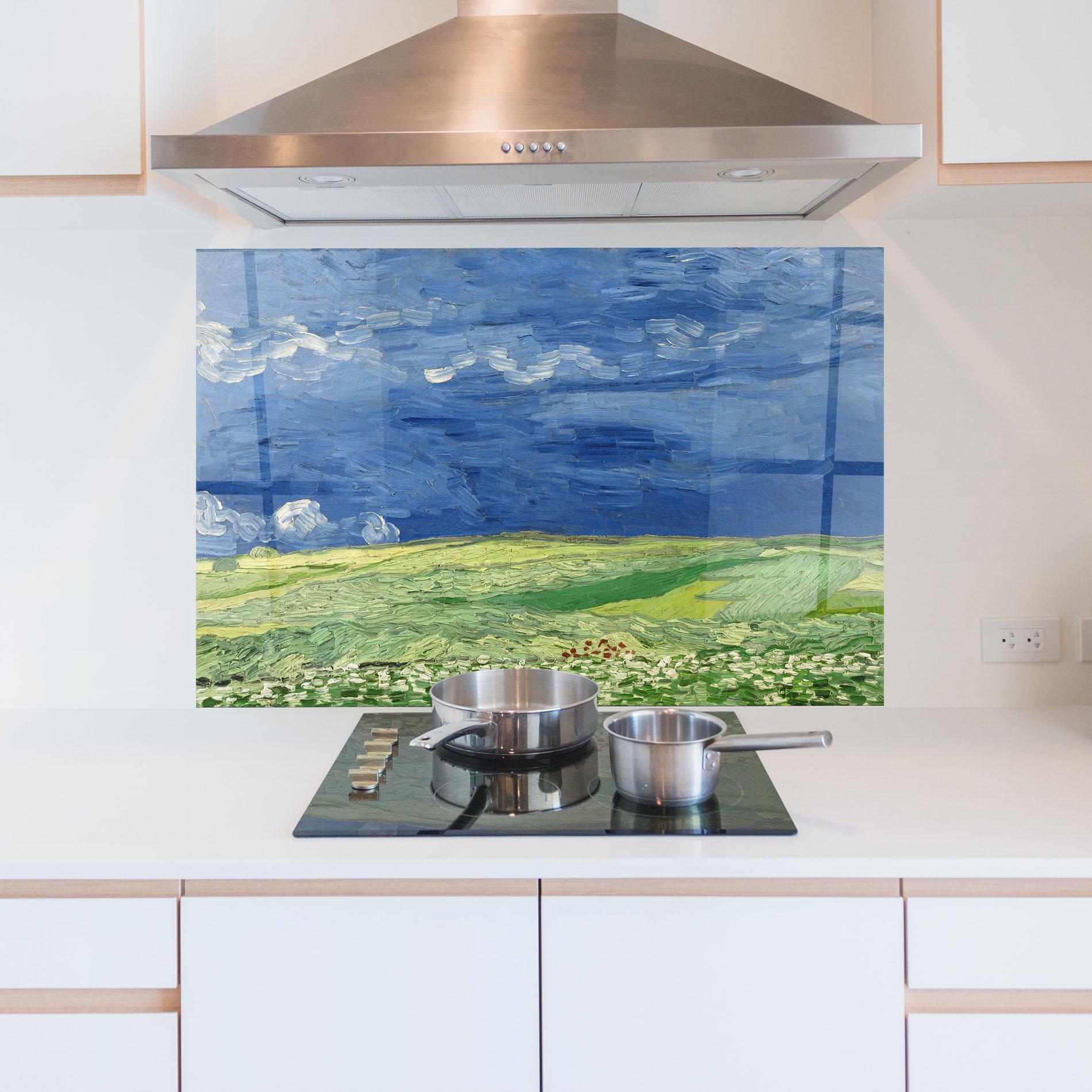 Konyhai üveg hátfal Wheatfield Thunderclouds mockup 5