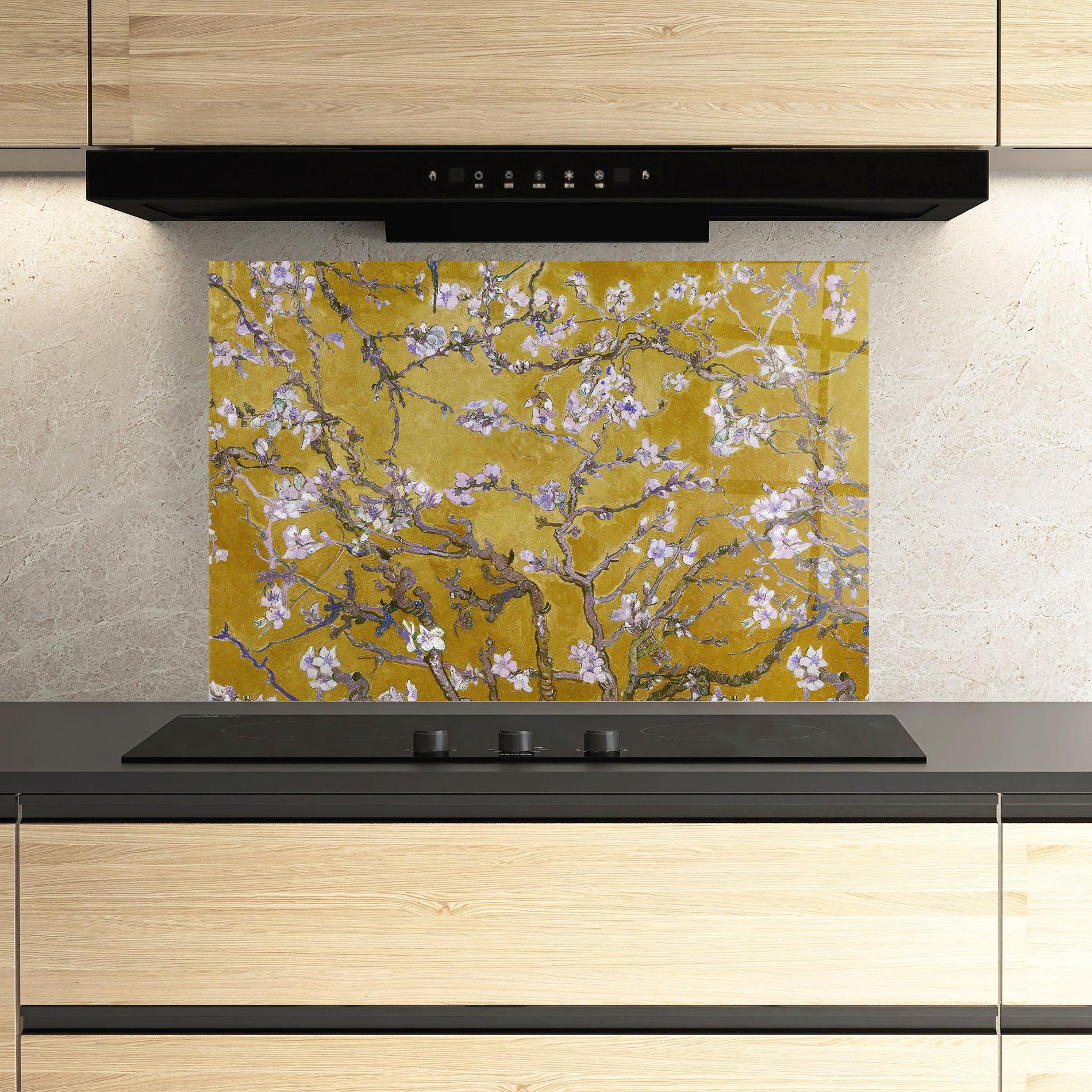 Konyhai üveg hátfal Almond Blossom mockup 3