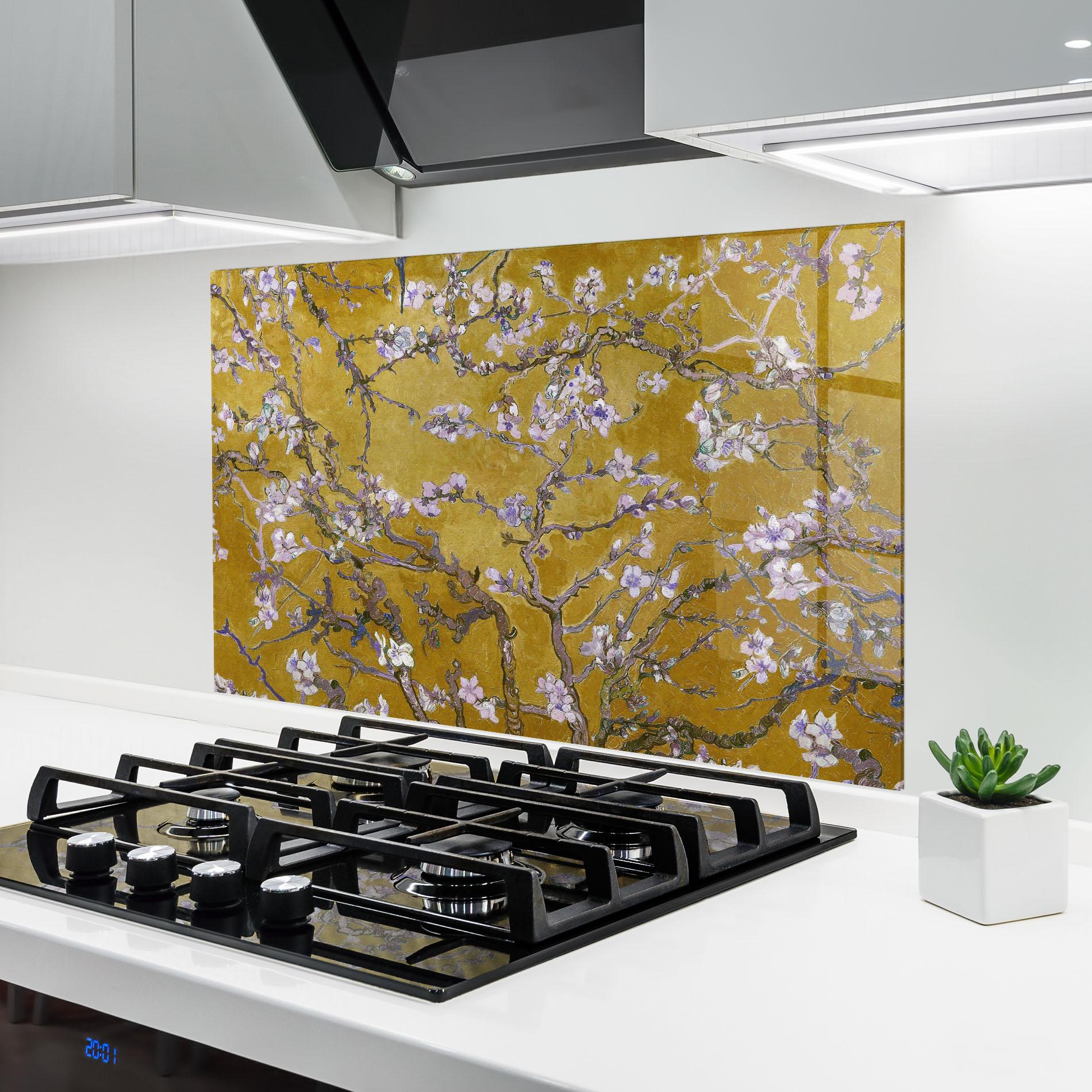 Konyhai üveg hátfal Almond Blossom mockup 6