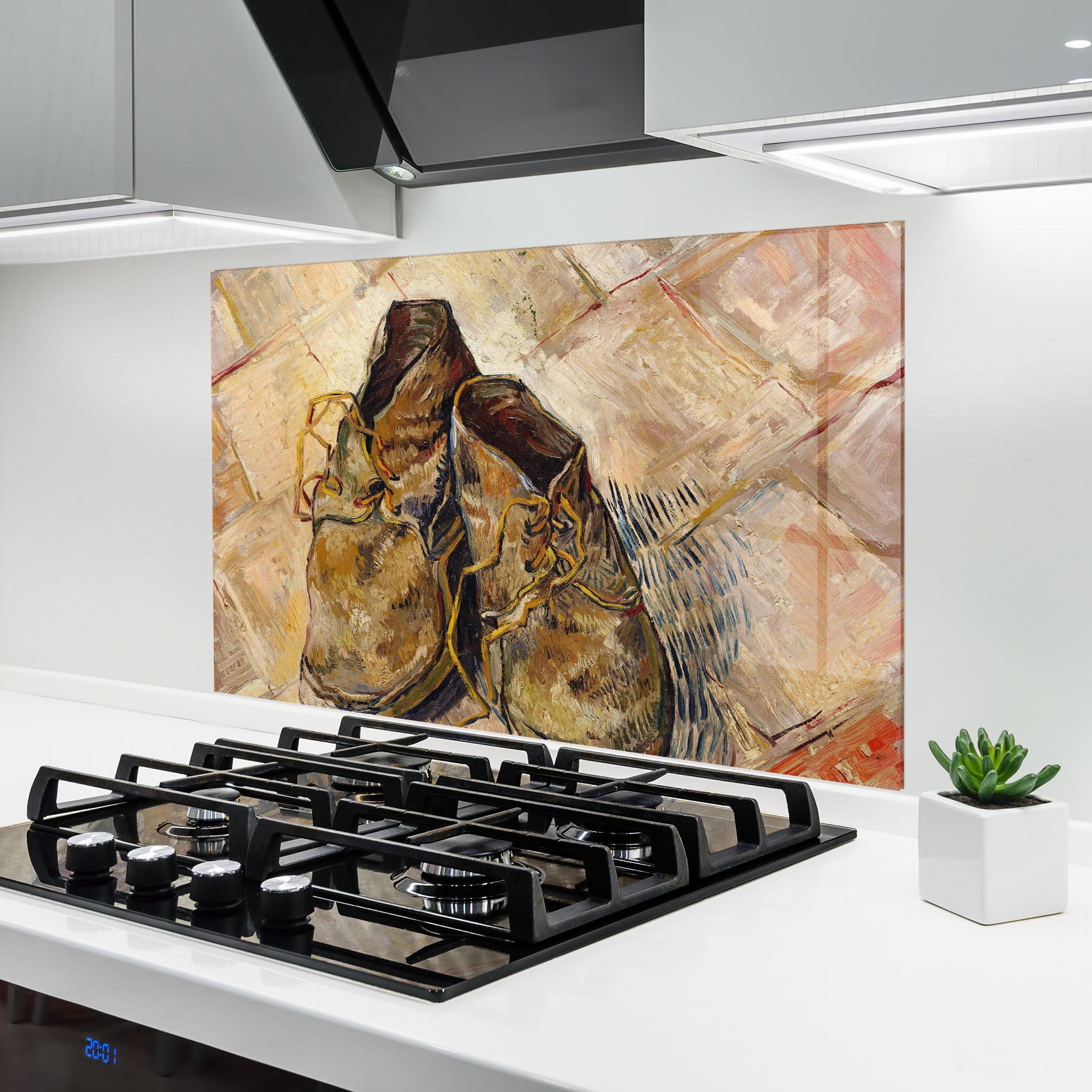 Konyhai üveg hátfal Shoes Van Gogh mockup 6