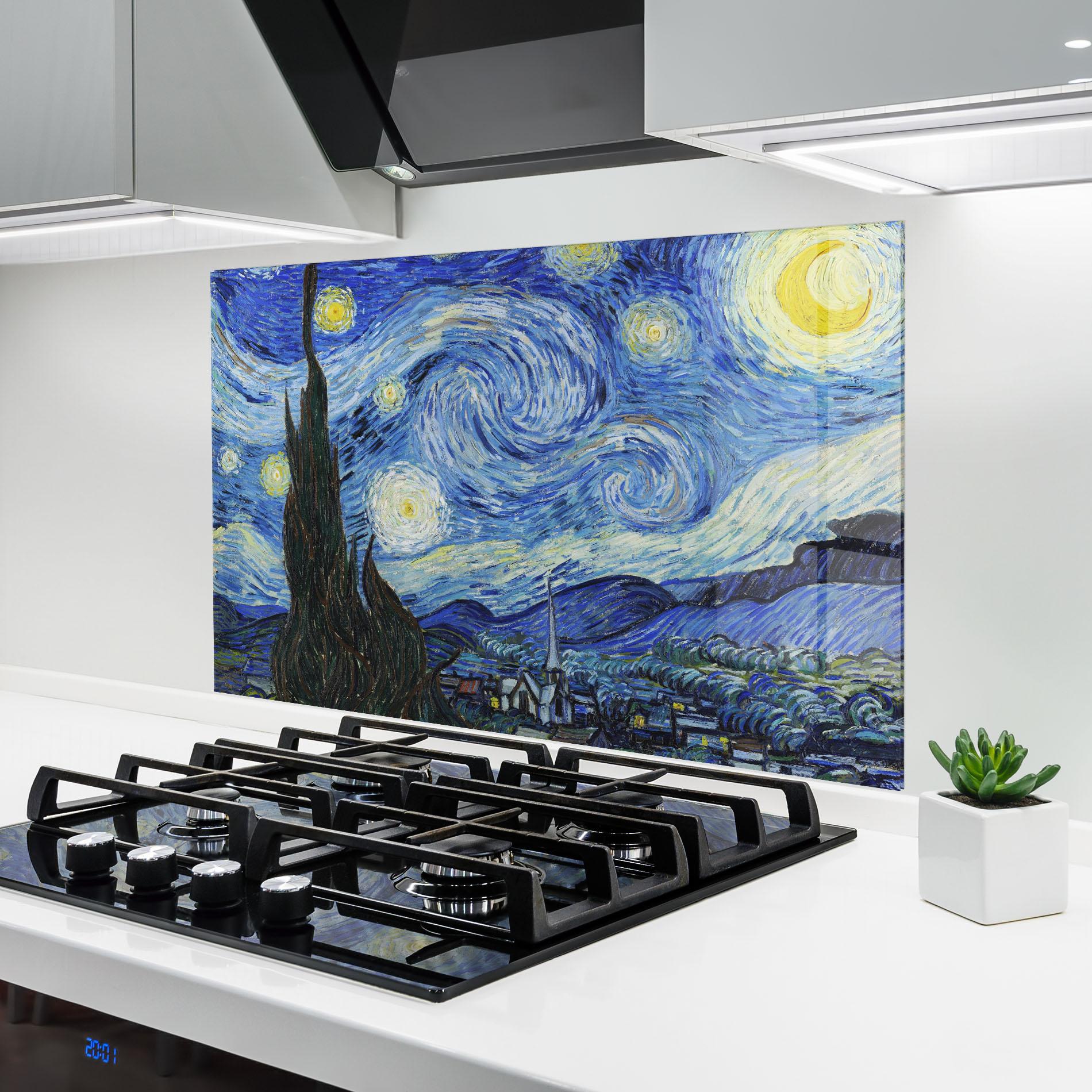Konyhai üveg hátfal The Starry Night mockup 6