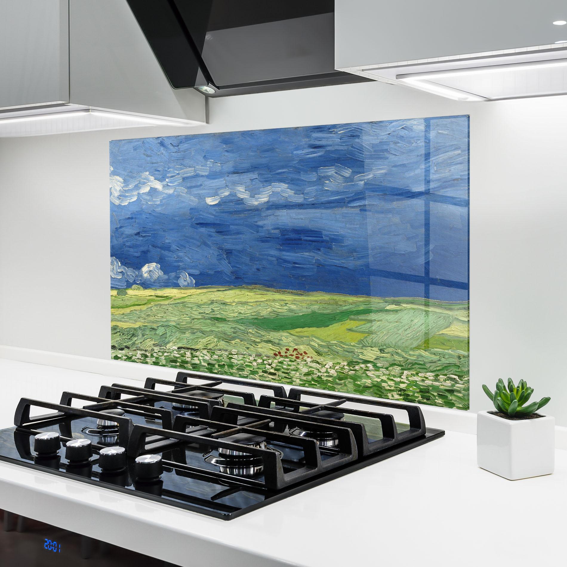 Konyhai üveg hátfal Wheatfield Thunderclouds mockup 6