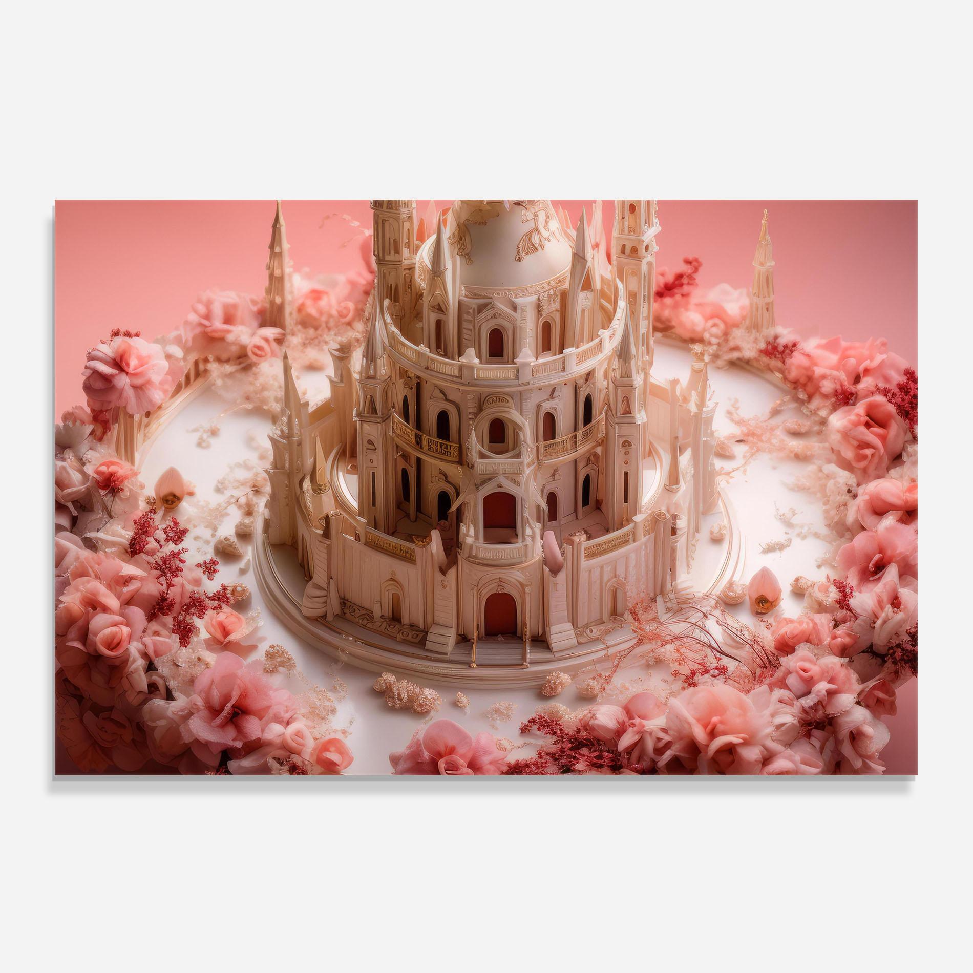 Konyhai üveg hátfal Cream Castle Flower mockup 0