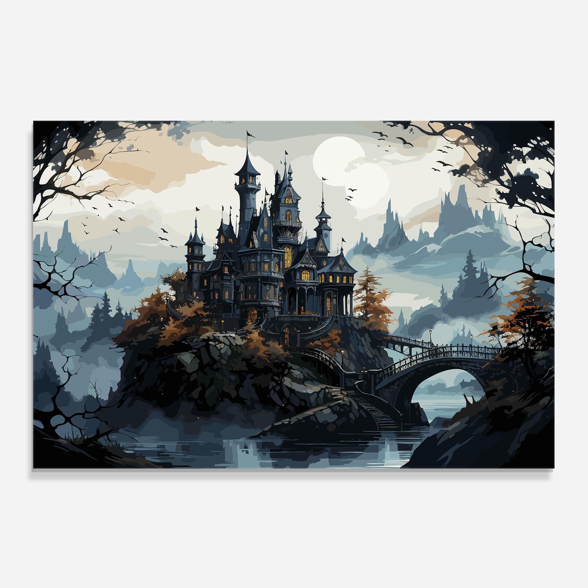 Konyhai üveg hátfal Grey Big Castle mockup 0