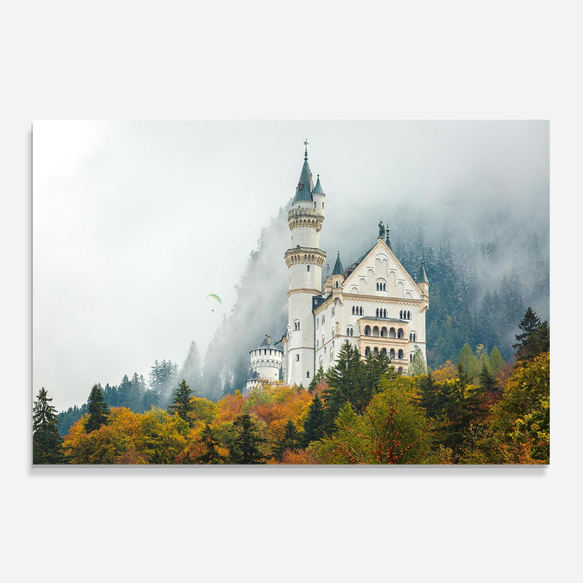 Konyhai üveg hátfal Neuschwanstein Castle Foggy mockup 0