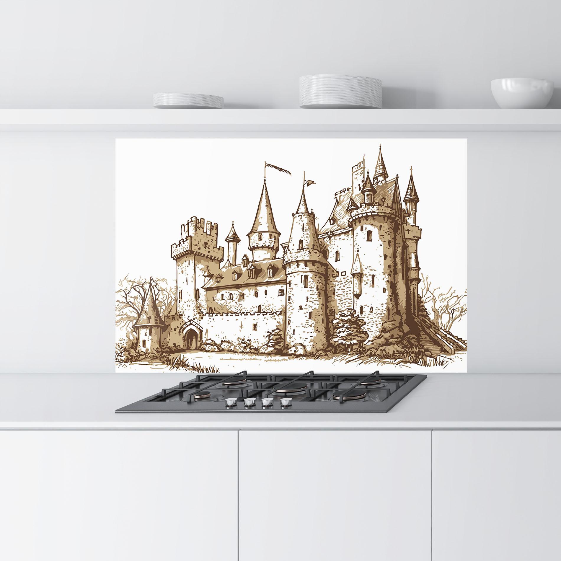 Konyhai üveg hátfal Brown Line Castle mockup 9